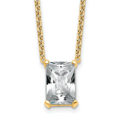 14k 3 1/2 carat Certified Lab Grown Diamond VS+ F+ Radiant Complete 18 inch Four Prong Pendant Necklace