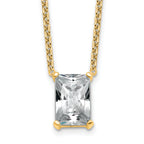 14k 3 1/2 carat Lab Grown Diamond VS+ F+ Radiant Complete 18 inch Four Prong Pendant Necklace