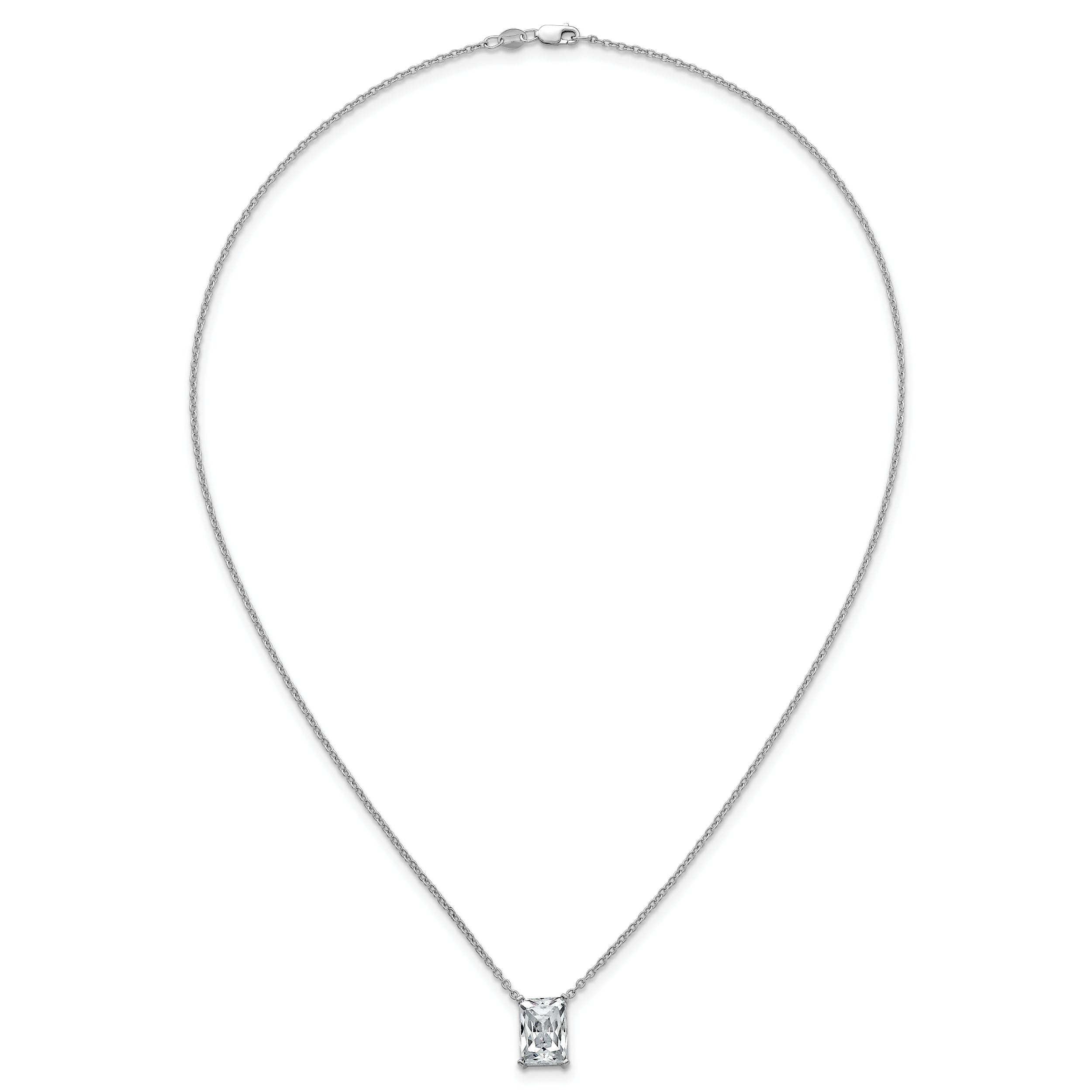 14k White Gold 4 carat Lab Grown Diamond VS+ F+ Radiant Complete 18 inch Four Prong Pendant Necklace