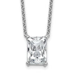 14k White Gold 4 carat Lab Grown Diamond VS+ F+ Radiant Complete 18 inch Four Prong Pendant Necklace