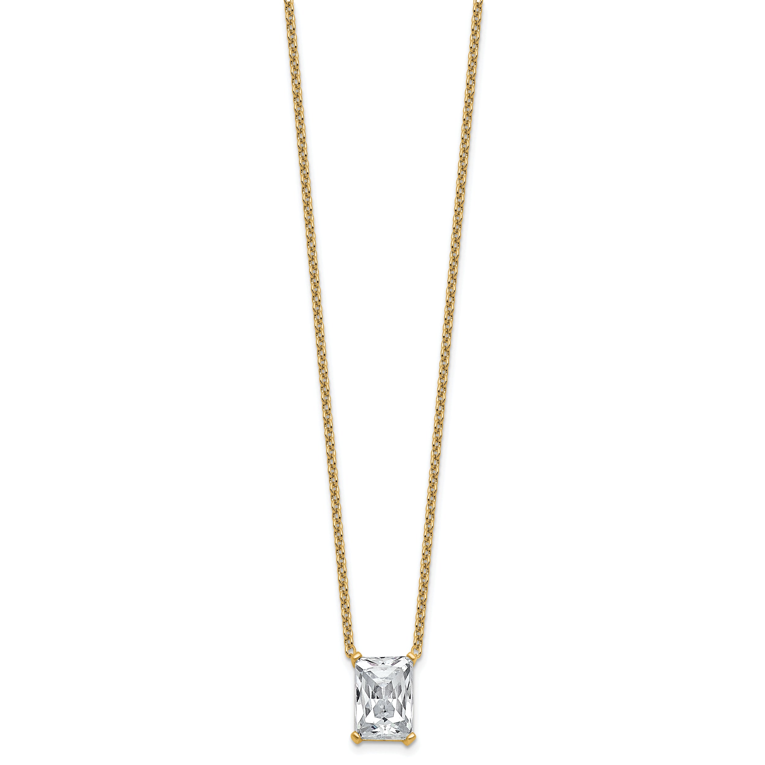 14k 4 carat Certified Lab Grown Diamond VS+ F+ Radiant Complete 18 inch Four Prong Pendant Necklace