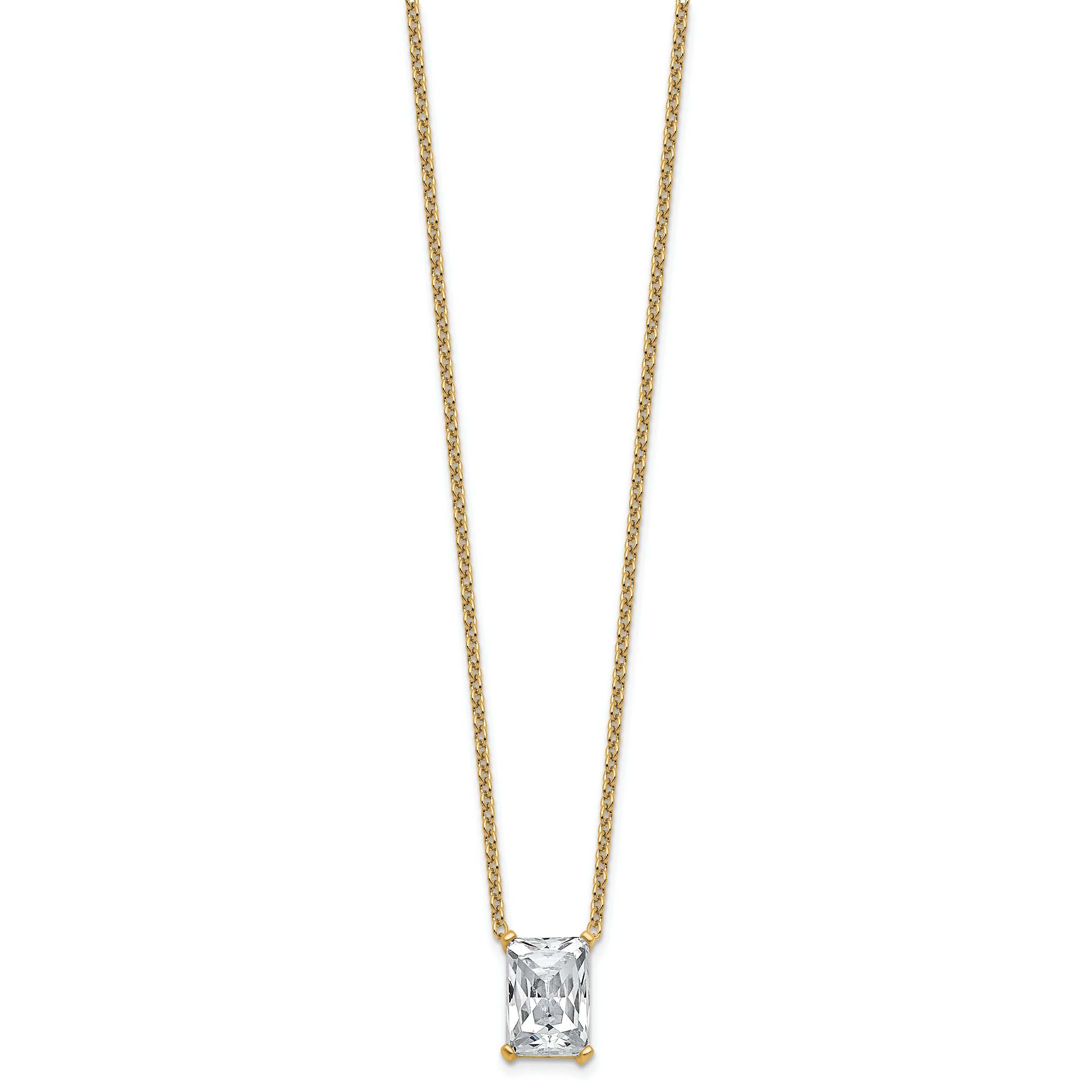 14k 4 carat Certified Lab Grown Diamond VS+ F+ Radiant Complete 18 inch Four Prong Pendant Necklace Secondary image