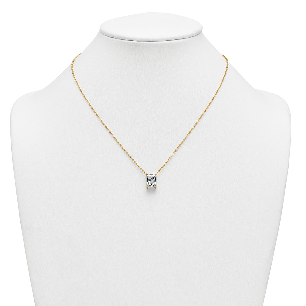 14k 4 carat Lab Grown Diamond VS+ F+ Radiant Complete 18 inch Four Prong Pendant Necklace