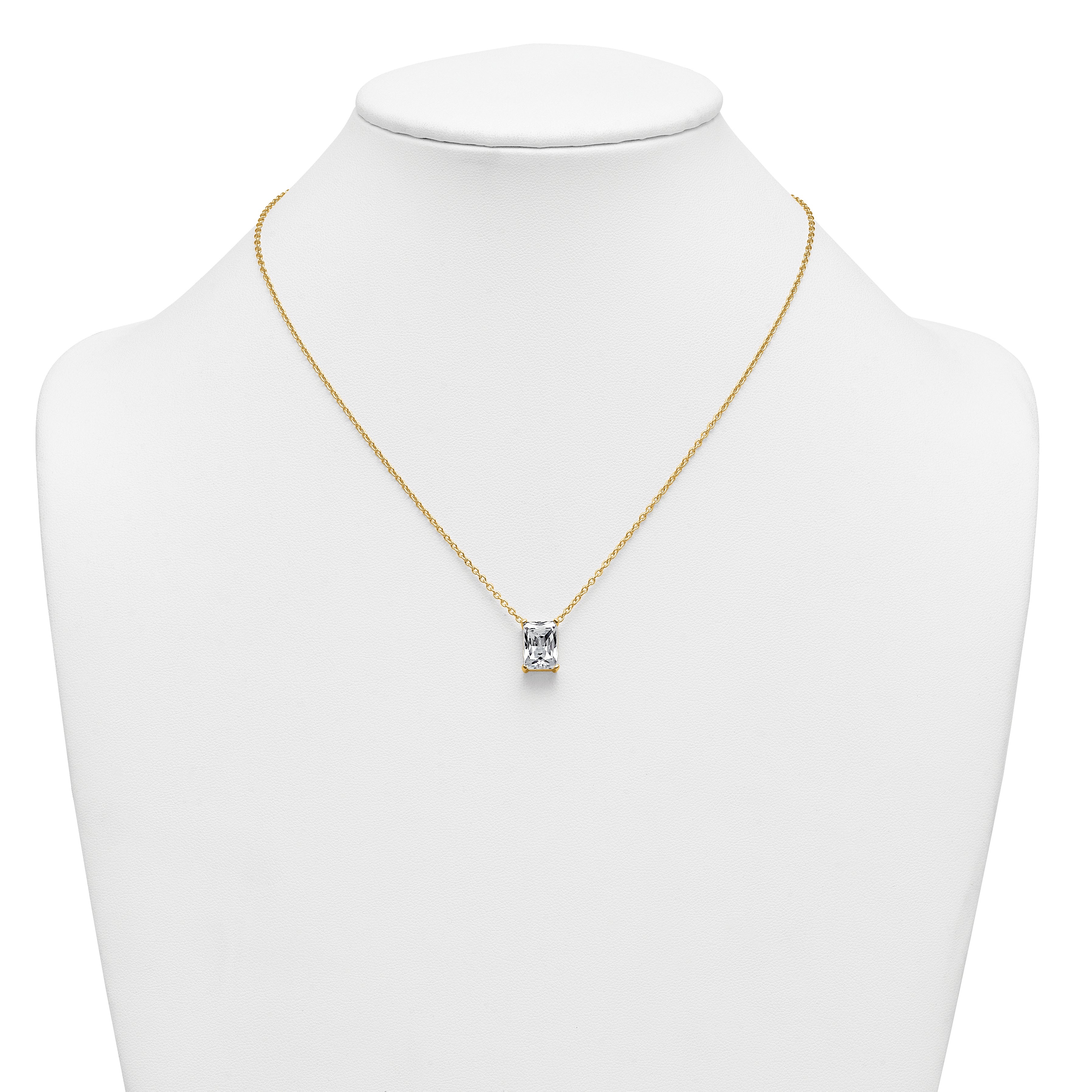 14k 4 carat Lab Grown Diamond VS+ F+ Radiant Complete 18 inch Four Prong Pendant Necklace