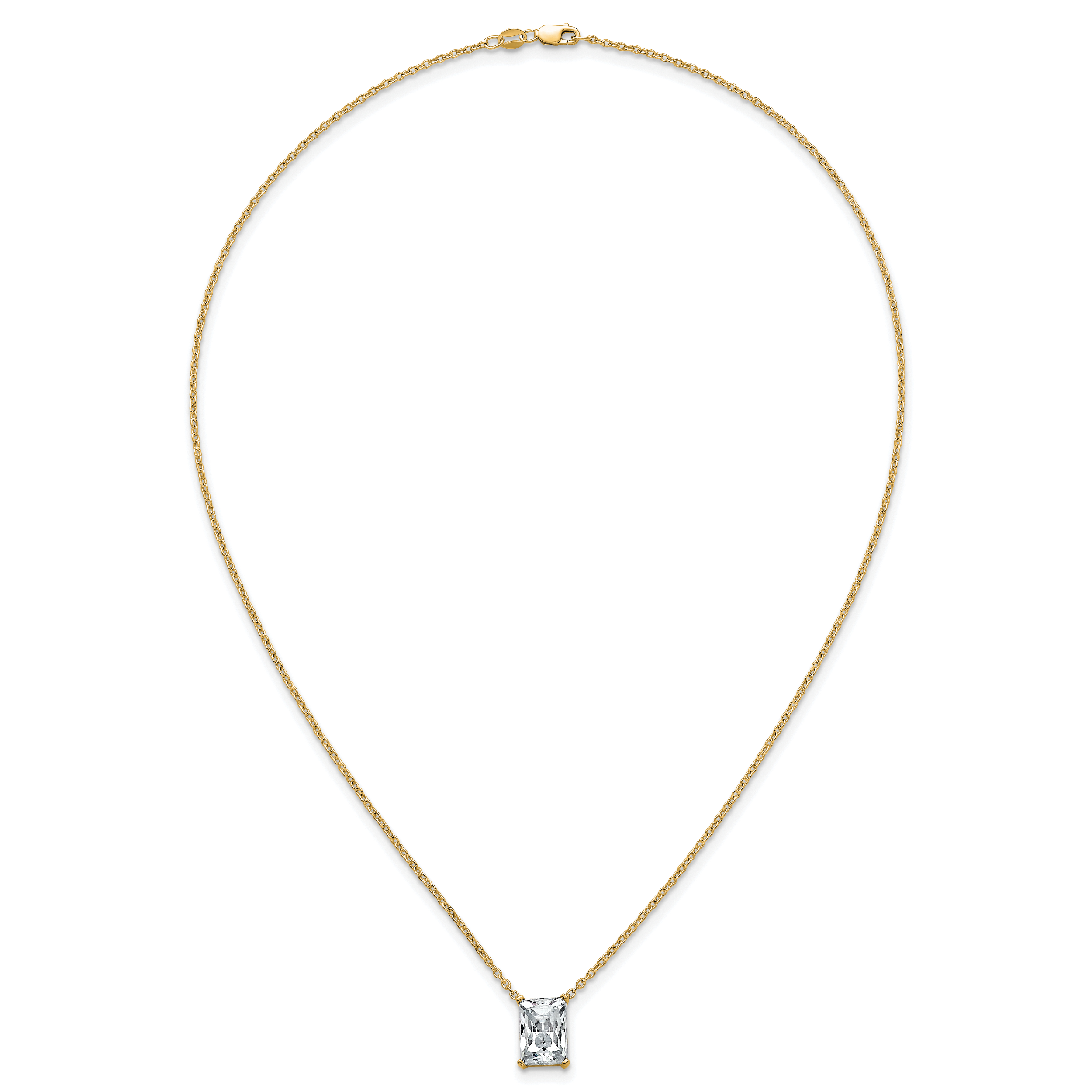 14k 4 carat Lab Grown Diamond VS+ F+ Radiant Complete 18 inch Four Prong Pendant Necklace