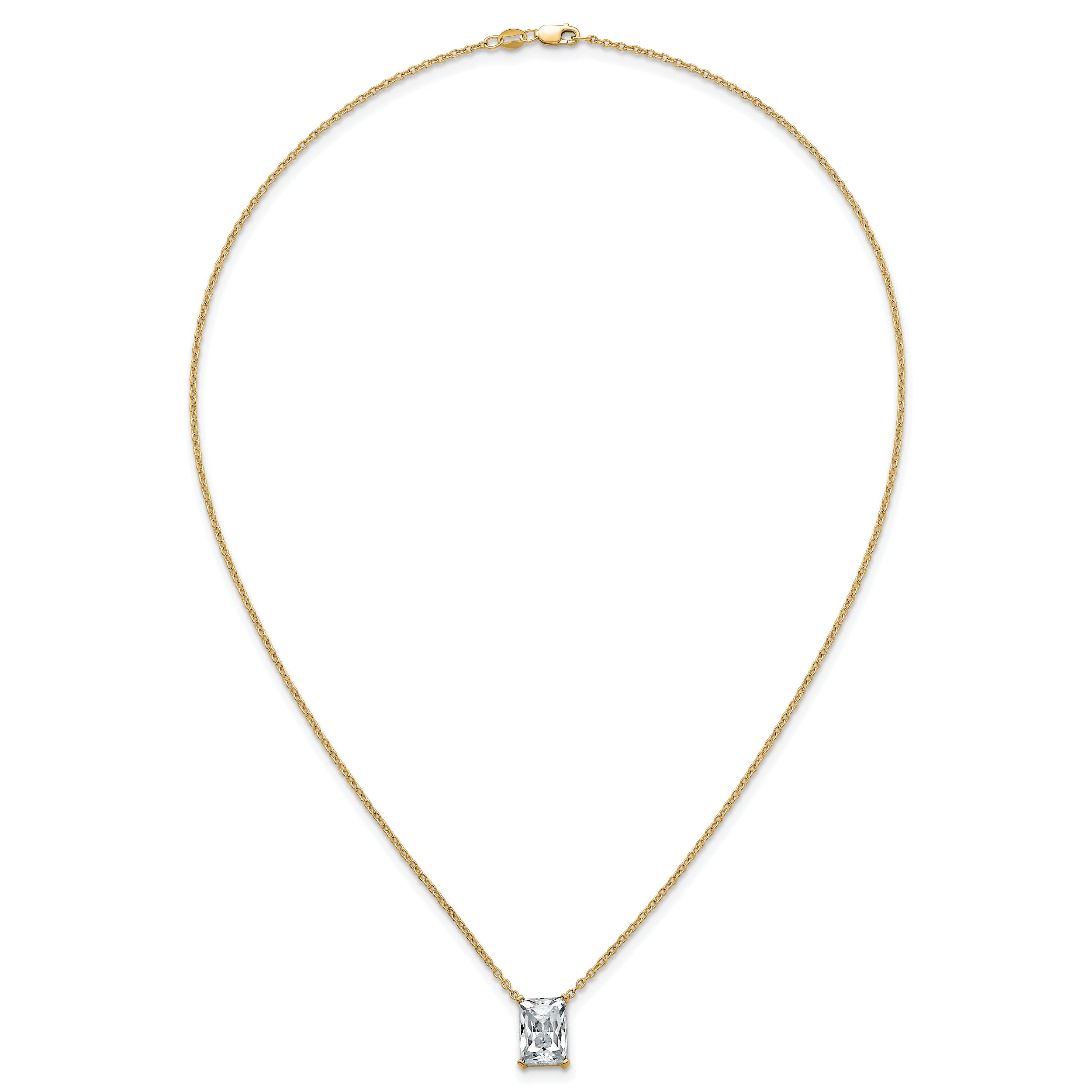 14k 4 carat Certified Lab Grown Diamond VS+ F+ Radiant Complete 18 inch Four Prong Pendant Necklace