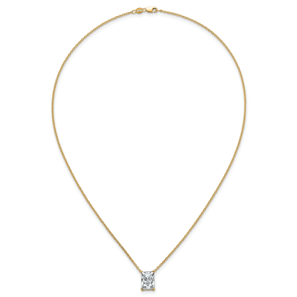 14k 4 carat Certified Lab Grown Diamond VS+ F+ Radiant Complete 18 inch Four Prong Pendant Necklace