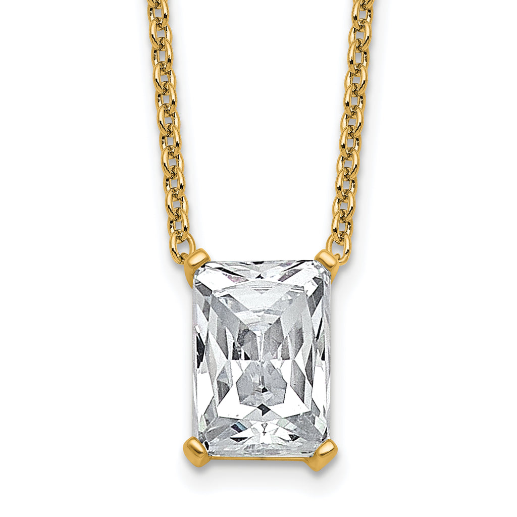 14k 4 carat Lab Grown Diamond VS+ F+ Radiant Complete 18 inch Four Prong Pendant Necklace