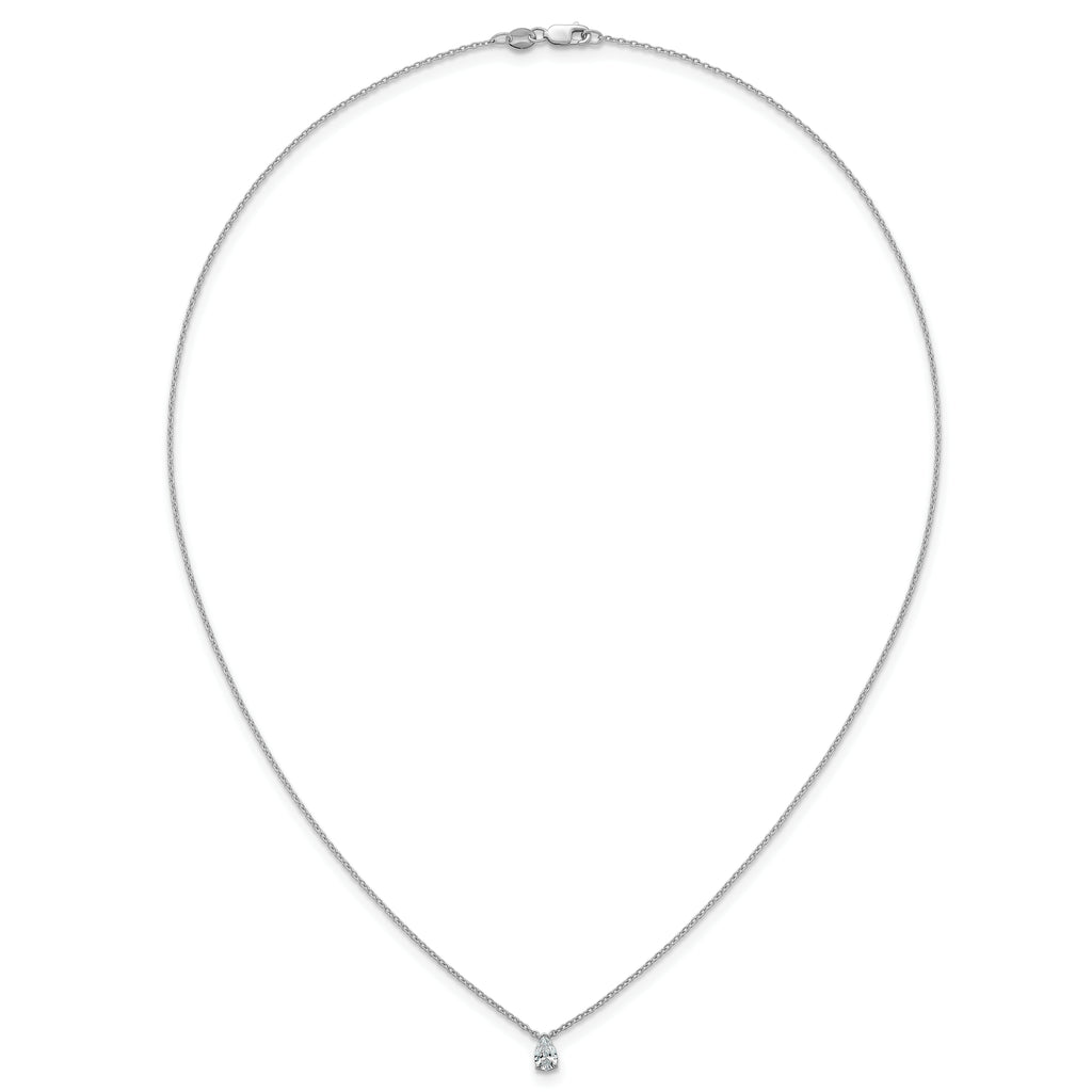 14k White Gold 1/4 carat Lab Grown Diamond VS+ F+ Pear Complete 18 inch Four Prong Pendant Necklace