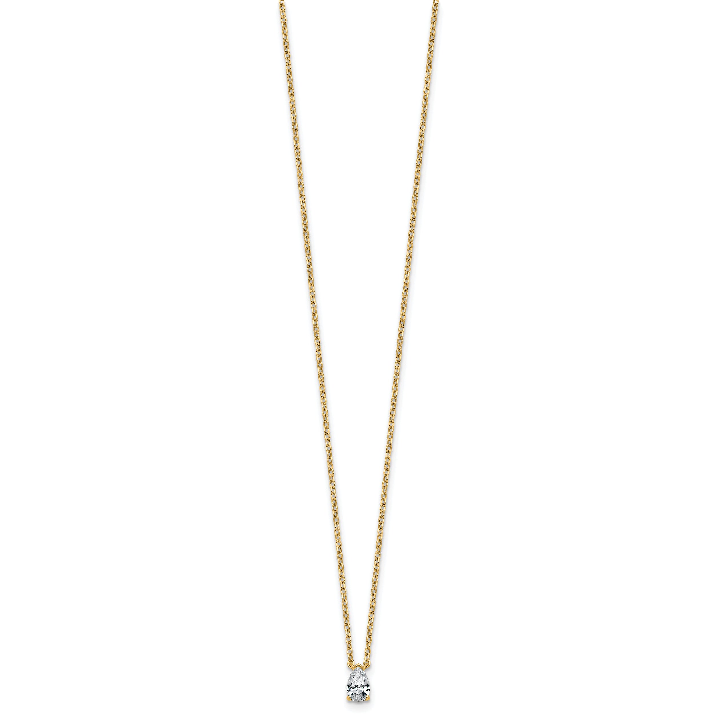 14k 1/4 carat Lab Grown Diamond VS+ F+ Pear Complete 18 inch Four Prong Pendant Necklace