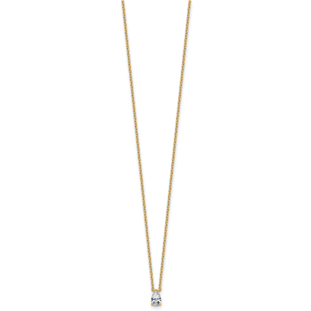 14k 1/4 carat Lab Grown Diamond VS+ F+ Pear Complete 18 inch Four Prong Pendant Necklace