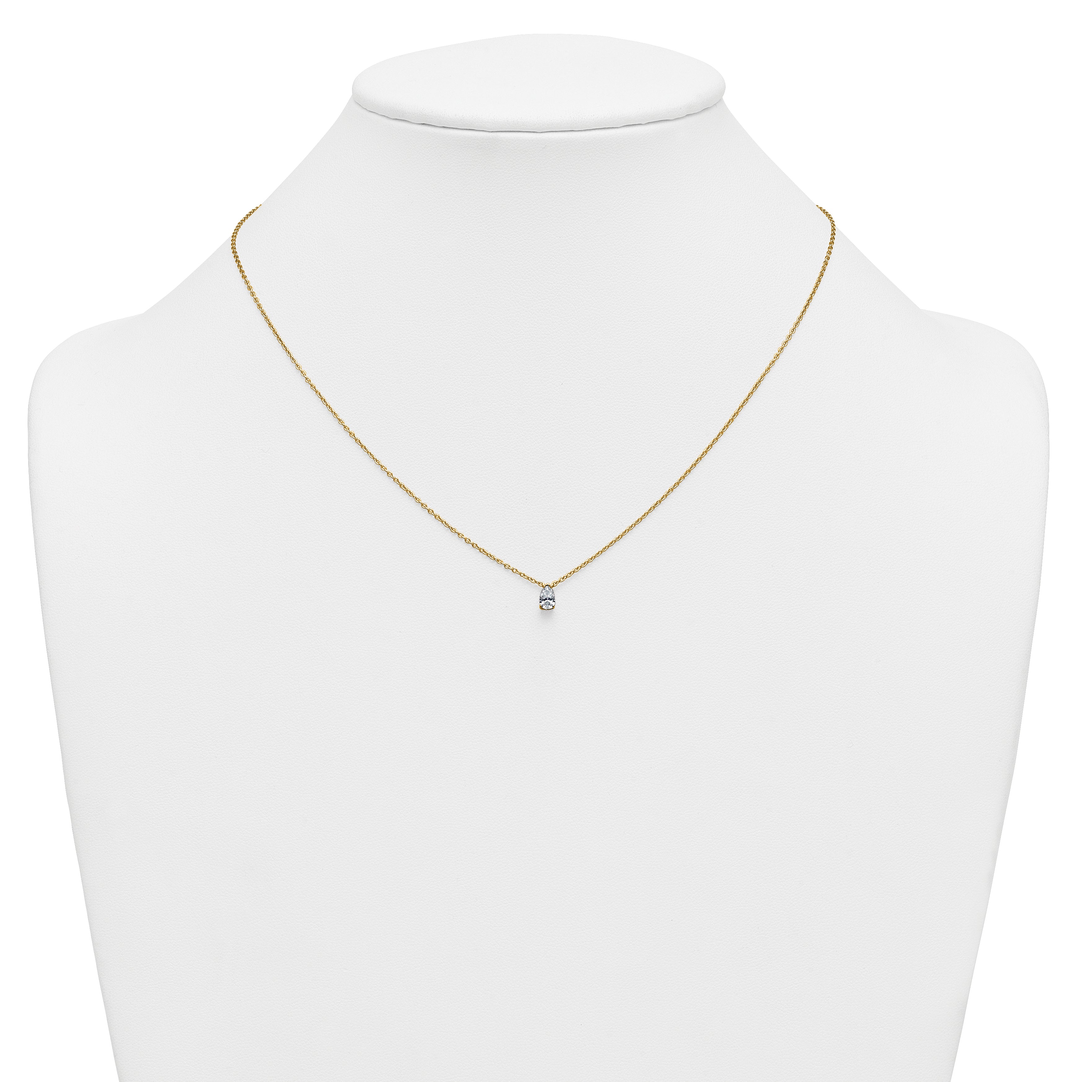 14k 1/4 carat Lab Grown Diamond VS+ F+ Pear Complete 18 inch Four Prong Pendant Necklace