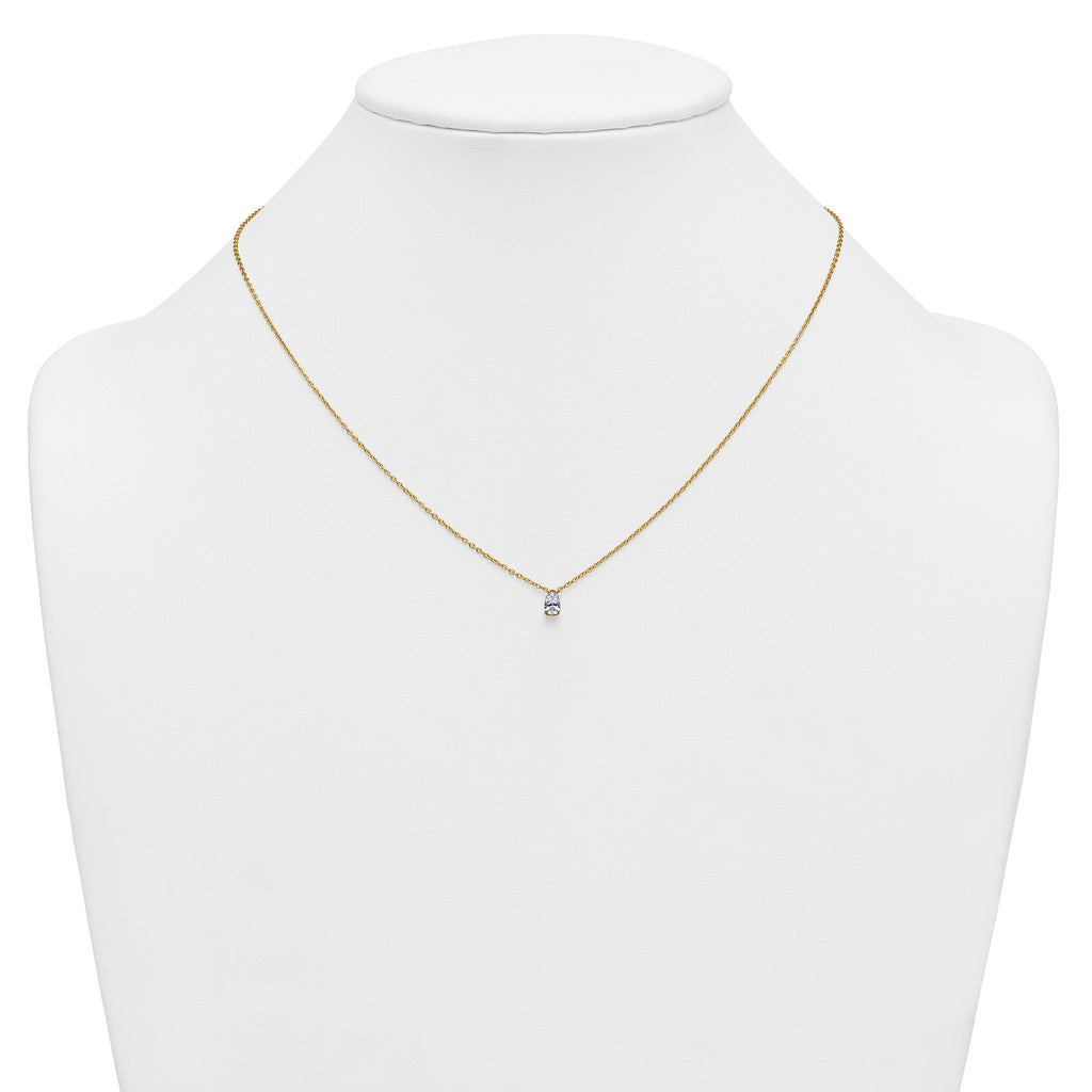 14k 1/4 carat Lab Grown Diamond VS+ F+ Pear Complete 18 inch Four Prong Pendant Necklace