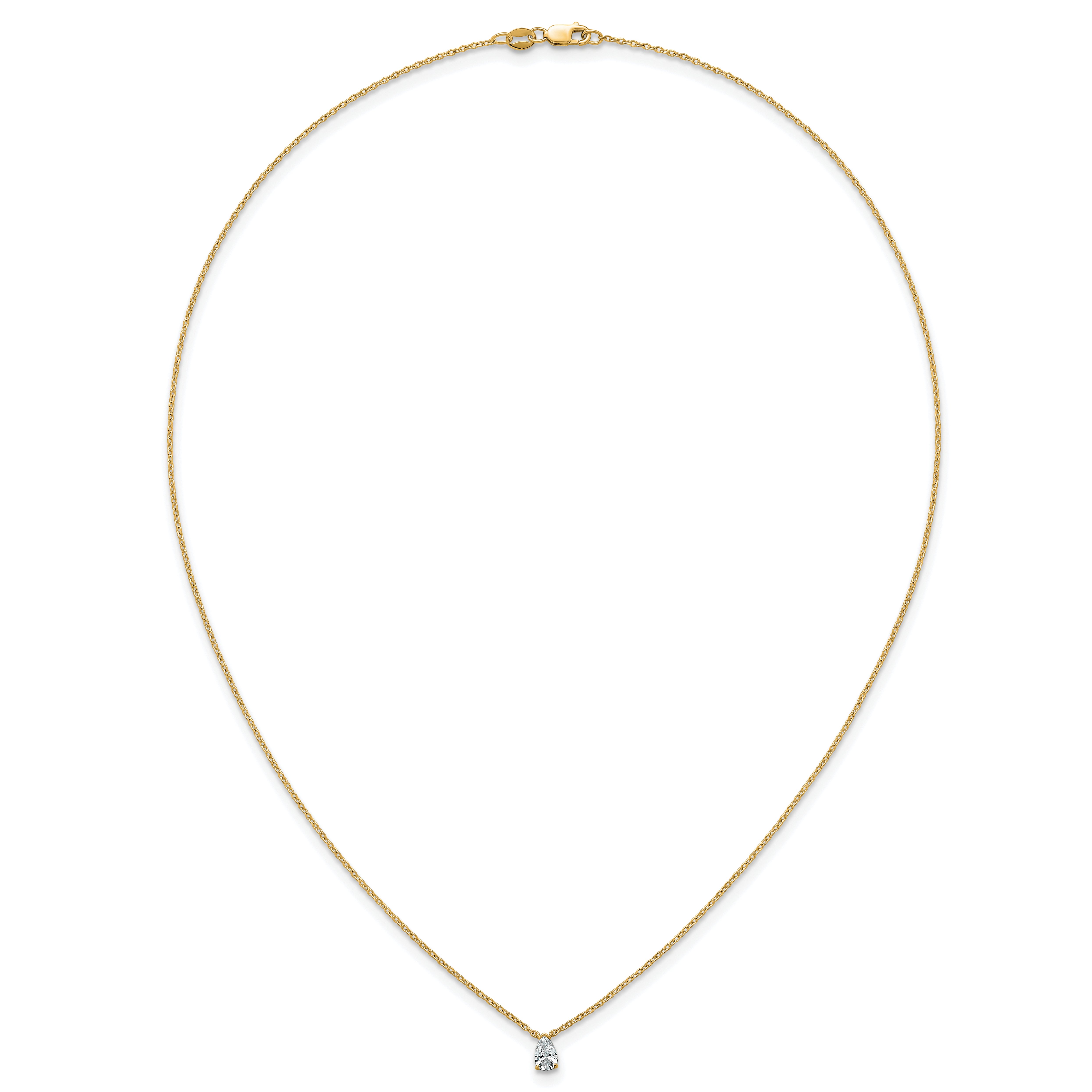 14k 1/4 carat Lab Grown Diamond VS+ F+ Pear Complete 18 inch Four Prong Pendant Necklace