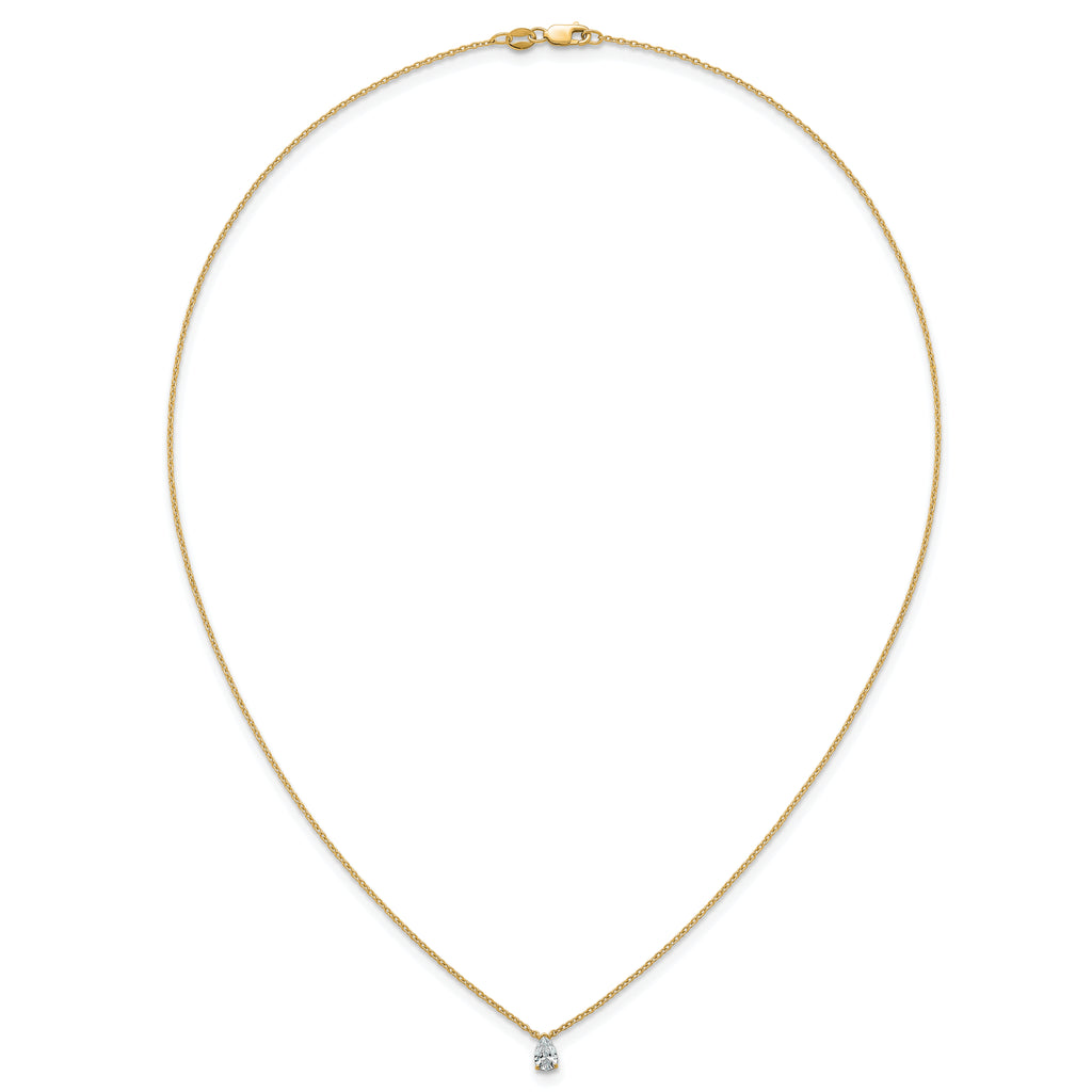 14k 1/4 carat Lab Grown Diamond VS+ F+ Pear Complete 18 inch Four Prong Pendant Necklace