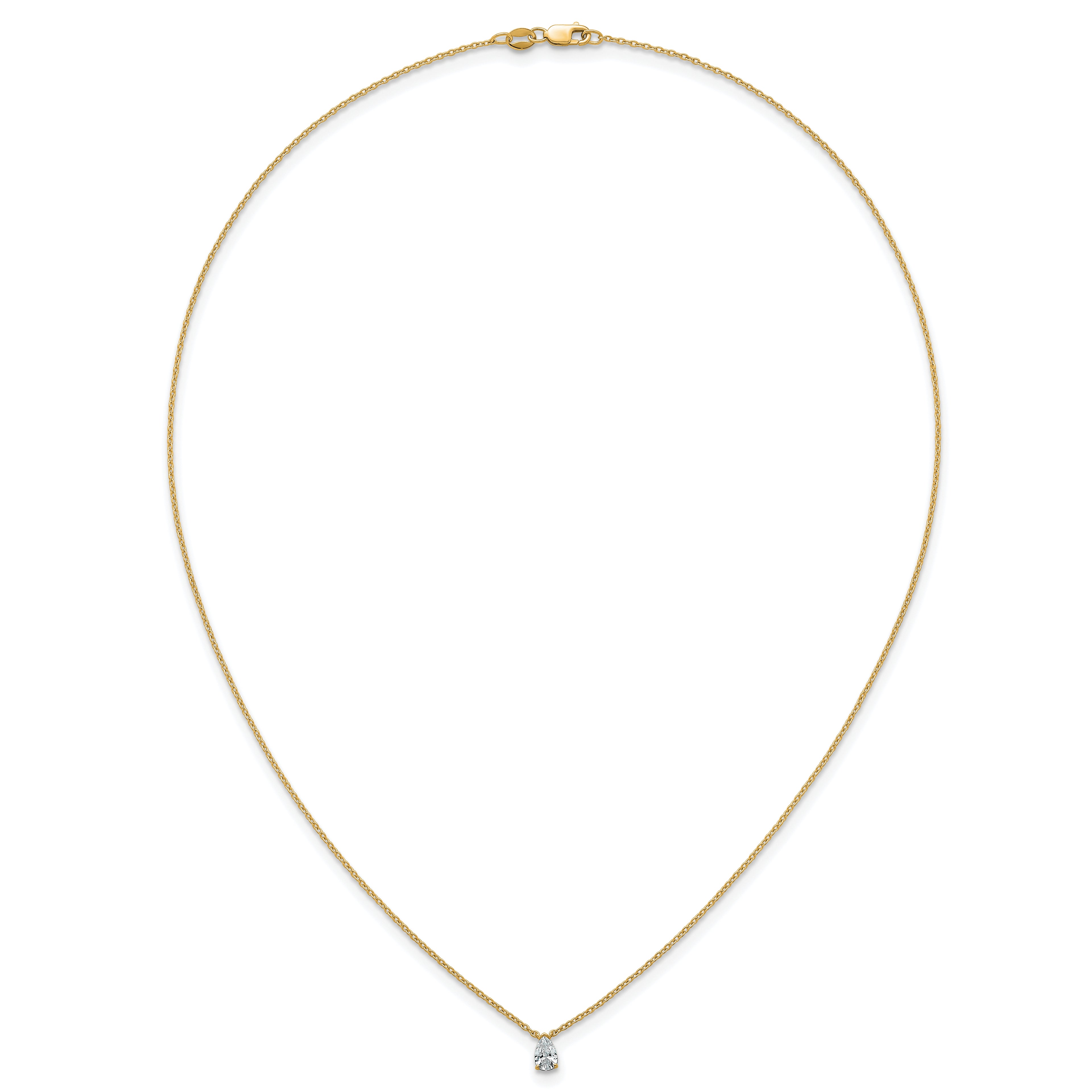 14k 1/4 carat Lab Grown Diamond VS+ F+ Pear Complete 18 inch Four Prong Pendant Necklace