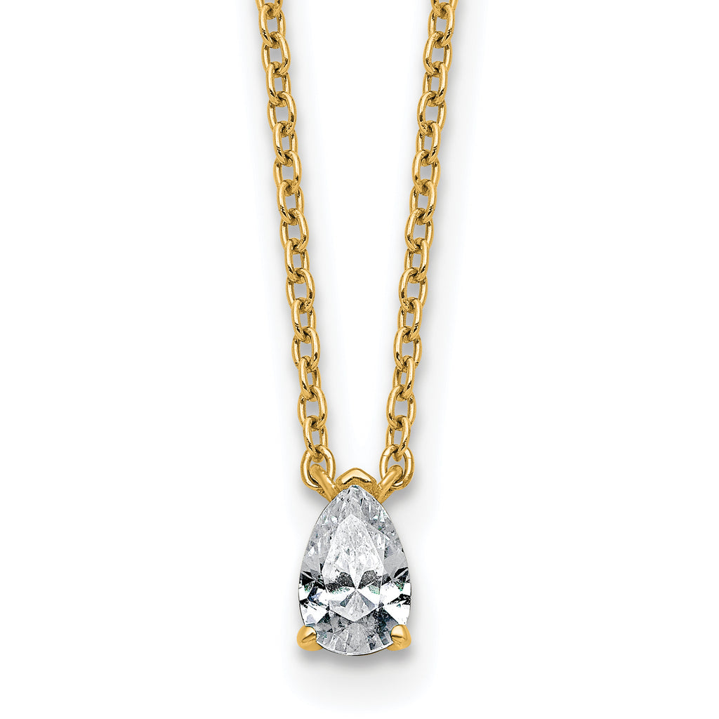 14k 1/4 carat Lab Grown Diamond VS+ F+ Pear Complete 18 inch Four Prong Pendant Necklace