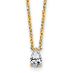 14k 1/4 carat Lab Grown Diamond VS+ F+ Pear Complete 18 inch Four Prong Pendant Necklace