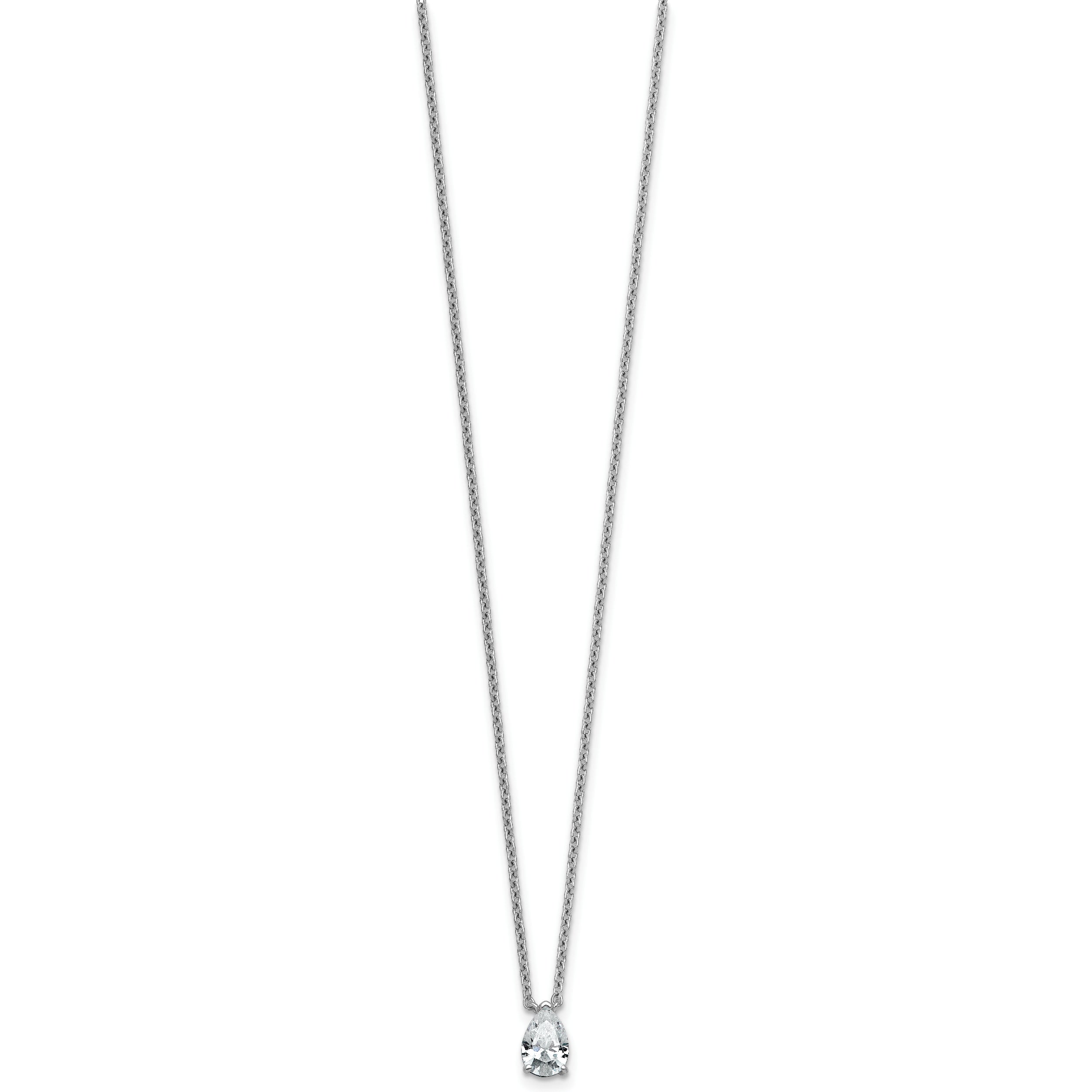 14k White Gold 1/2 carat Lab Grown Diamond VS+ F+ Pear Complete 18 inch Four Prong Pendant Necklace
