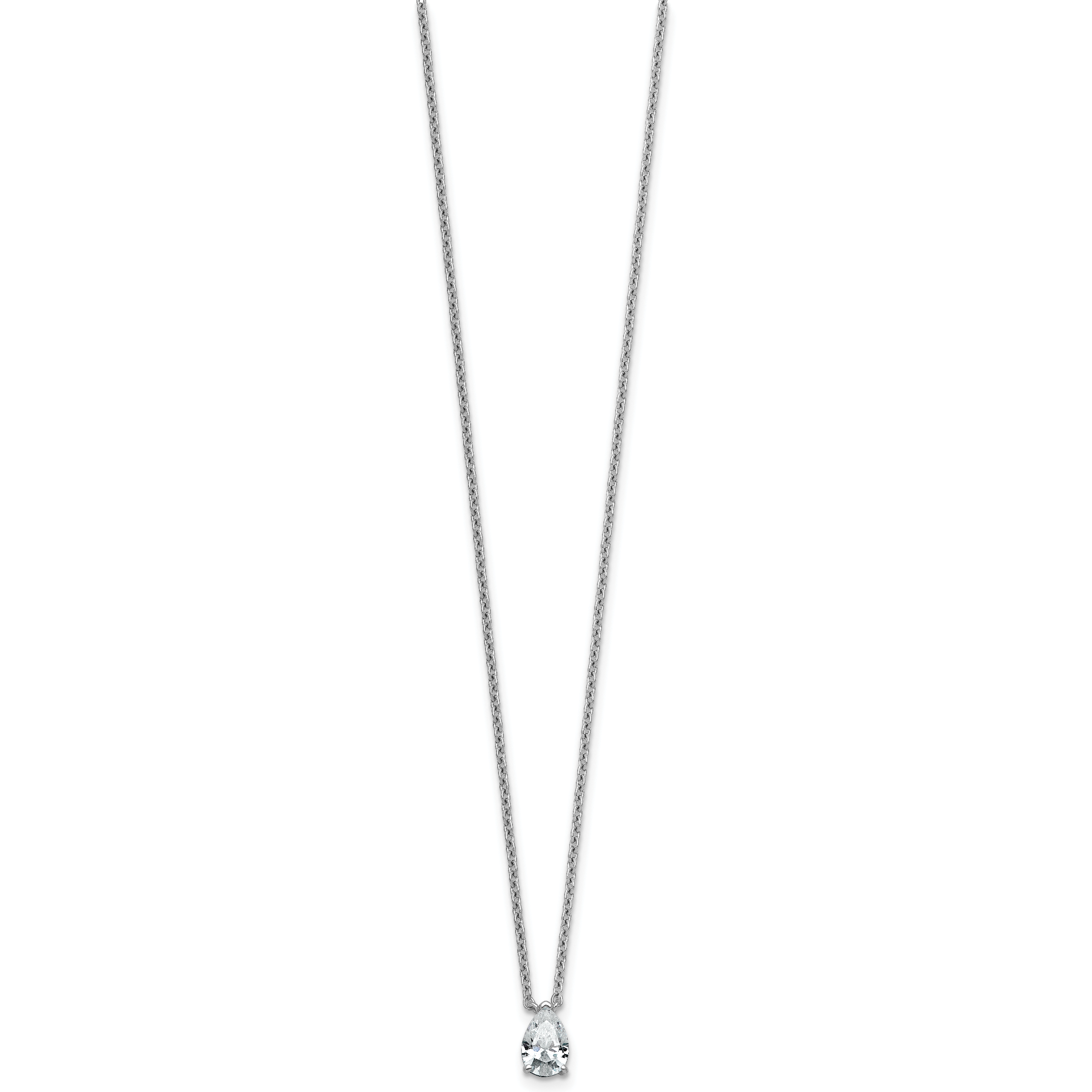 14k White Gold 1/2 carat Lab Grown Diamond VS+ F+ Pear Complete 18 inch Four Prong Pendant Necklace