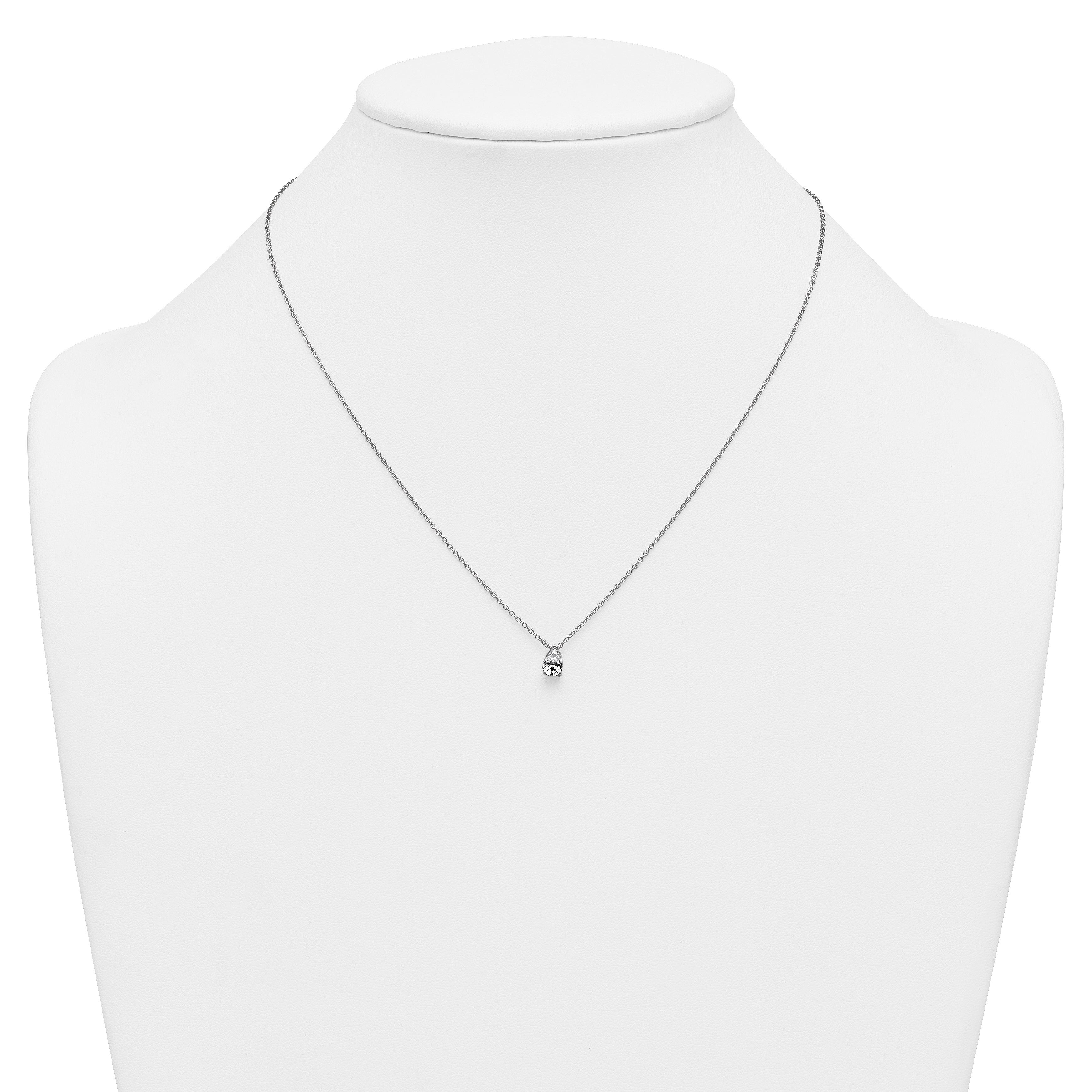 14k White Gold 1/2 carat Lab Grown Diamond VS+ F+ Pear Complete 18 inch Four Prong Pendant Necklace