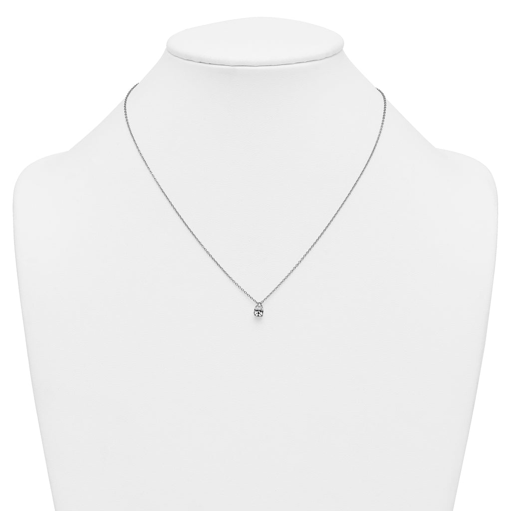 14k White Gold 1/2 carat Lab Grown Diamond VS+ F+ Pear Complete 18 inch Four Prong Pendant Necklace