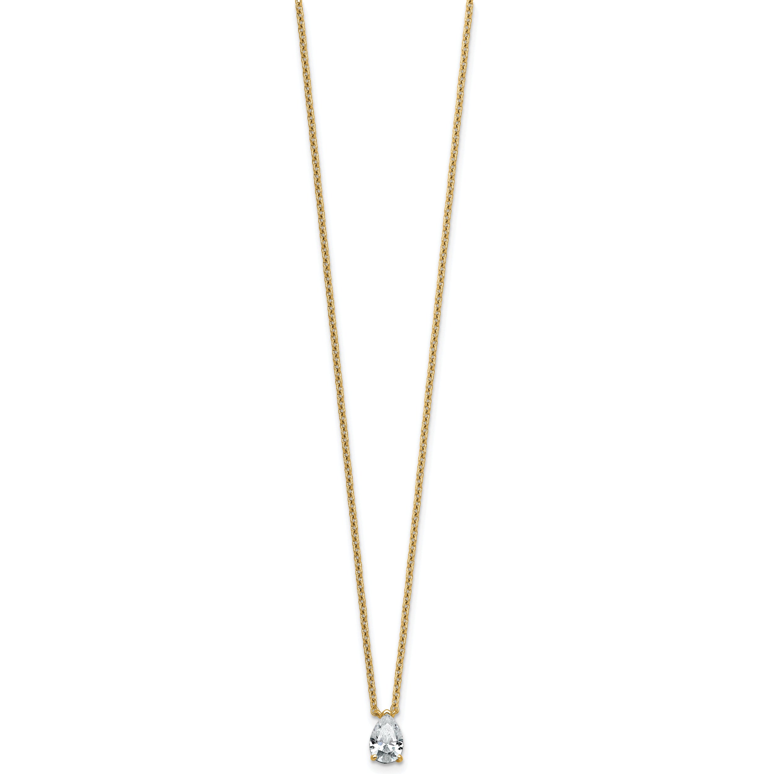 14k 1/2 carat Lab Grown Diamond VS+ F+ Pear Complete 18 inch Four Prong Pendant Necklace