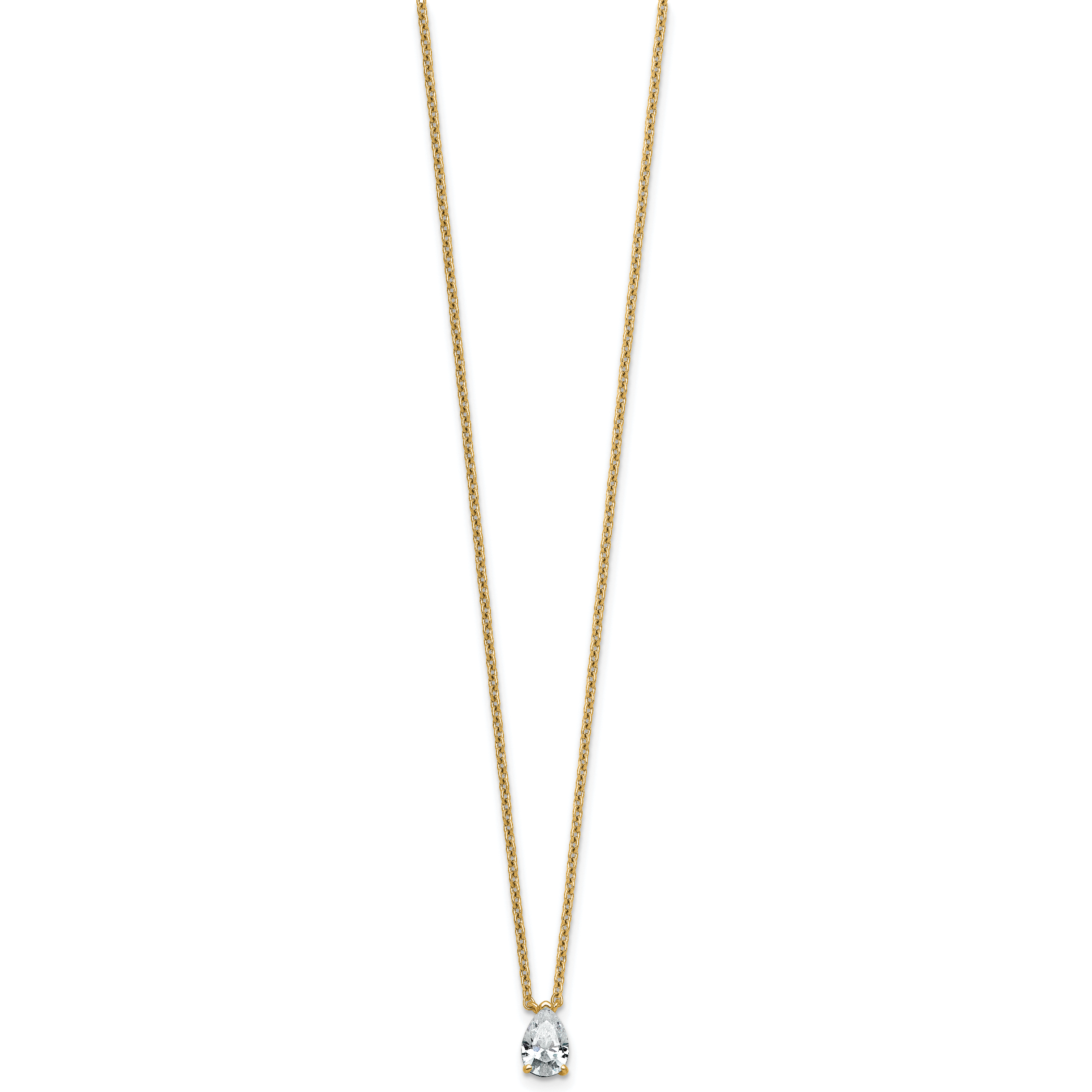 14k 1/2 carat Lab Grown Diamond VS+ F+ Pear Complete 18 inch Four Prong Pendant Necklace