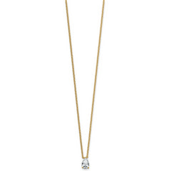 14k 1/2 carat Lab Grown Diamond VS+ F+ Pear Complete 18 inch Four Prong Pendant Necklace