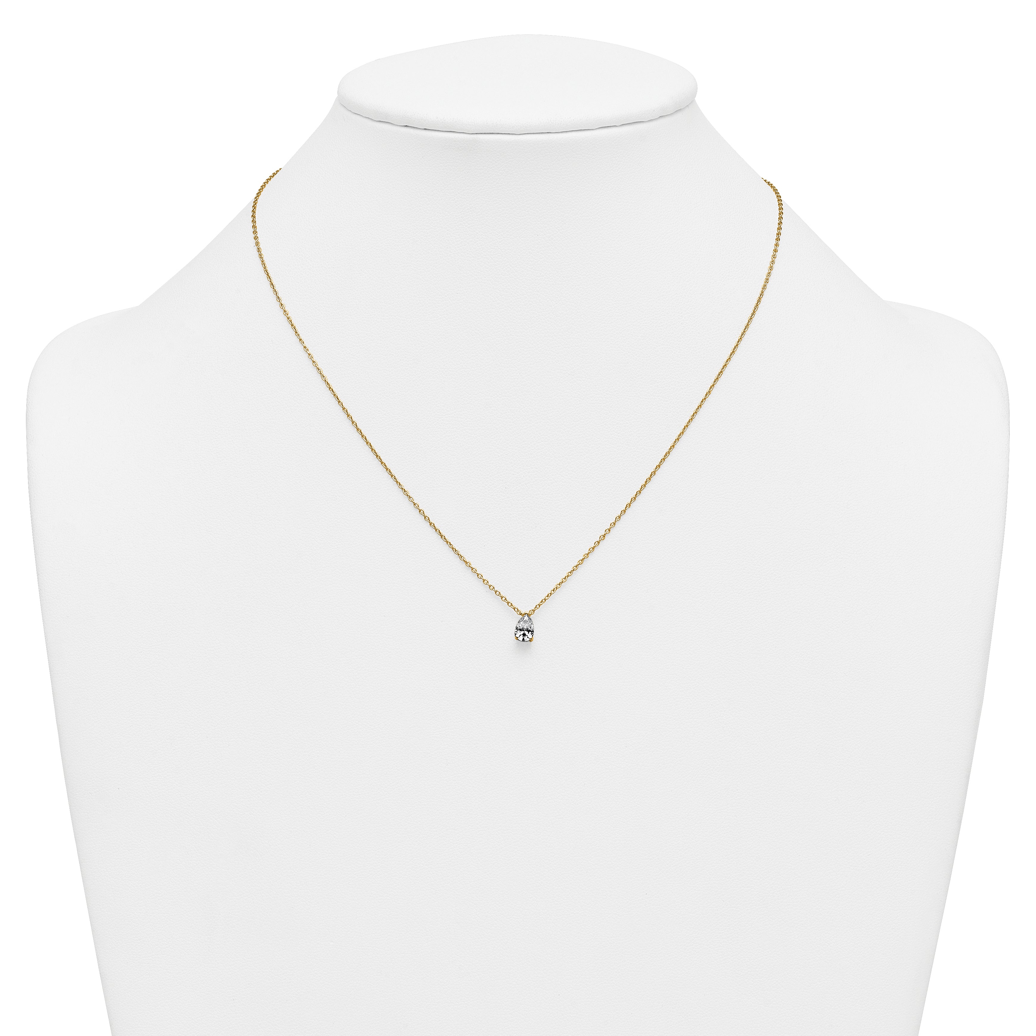 14k 1/2 carat Lab Grown Diamond VS+ F+ Pear Complete 18 inch Four Prong Pendant Necklace