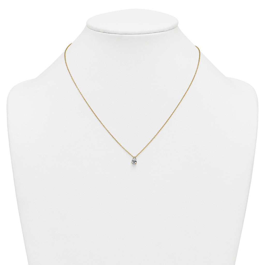 14k 1/2 carat Lab Grown Diamond VS+ F+ Pear Complete 18 inch Four Prong Pendant Necklace