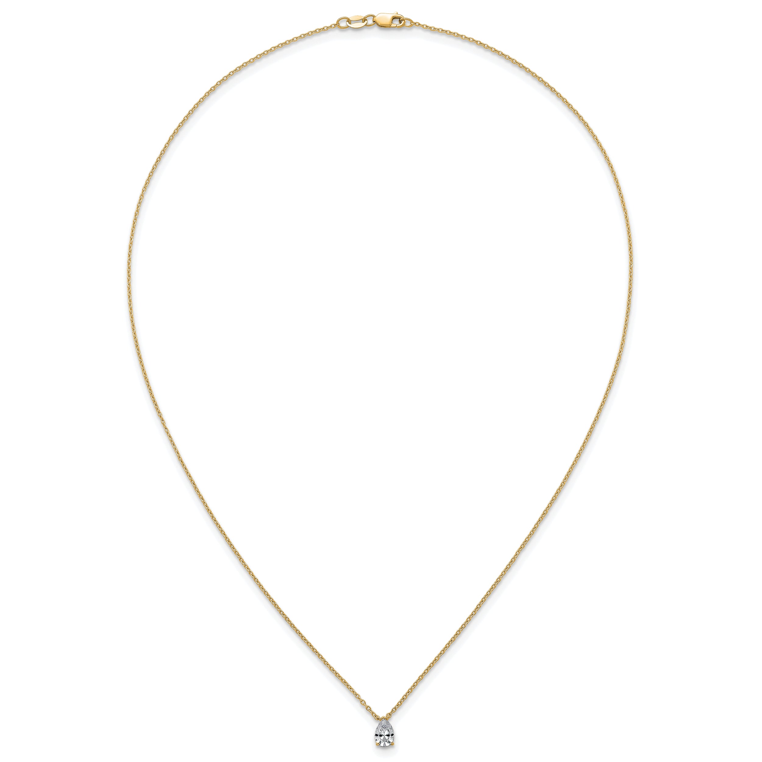 14k 1/2 carat Lab Grown Diamond VS+ F+ Pear Complete 18 inch Four Prong Pendant Necklace