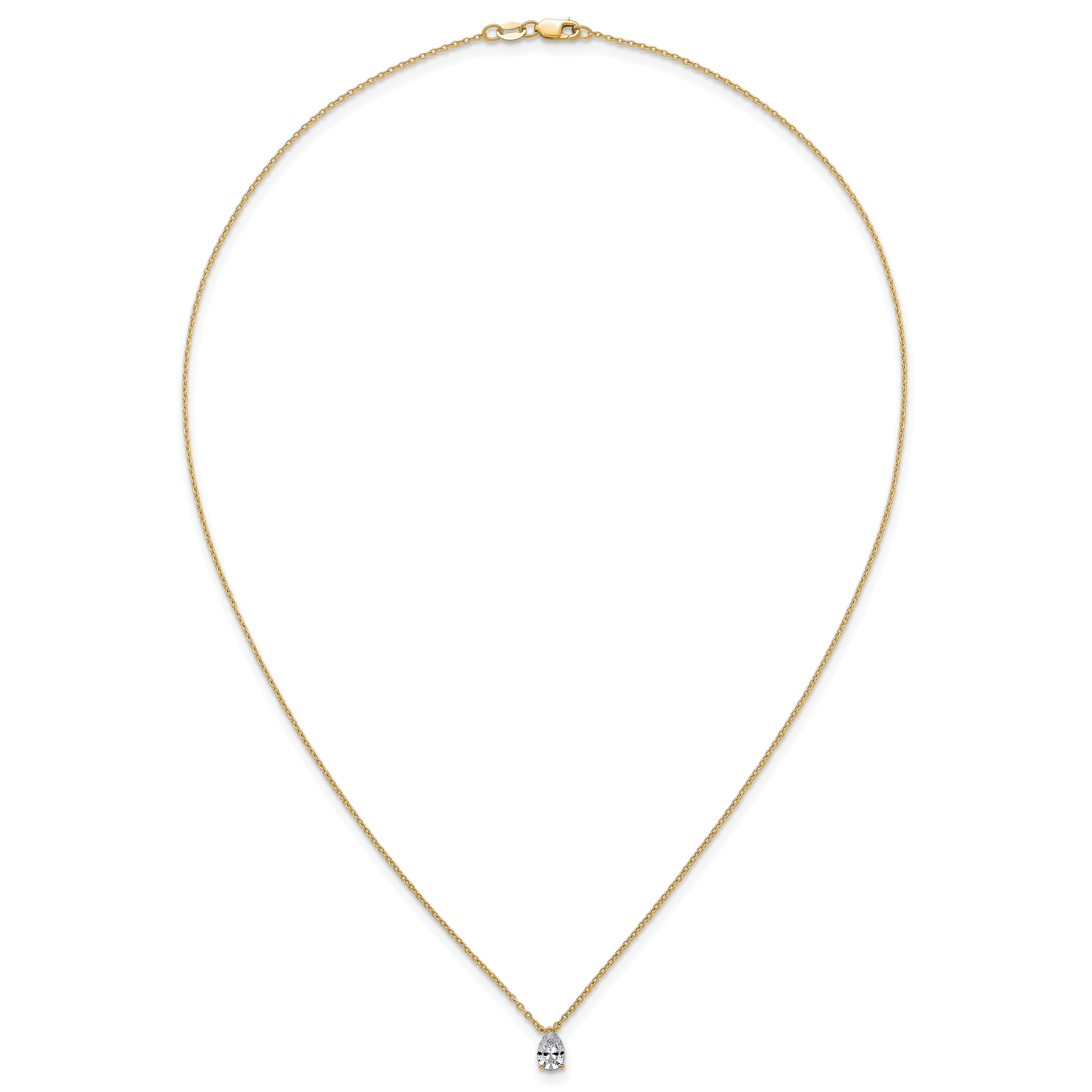 14k 1/2 carat Lab Grown Diamond VS+ F+ Pear Complete 18 inch Four Prong Pendant Necklace