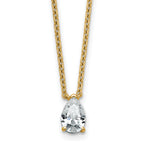 14k 1/2 carat Lab Grown Diamond VS+ F+ Pear Complete 18 inch Four Prong Pendant Necklace