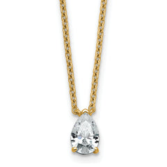 14k 1/2 carat Lab Grown Diamond VS+ F+ Pear Complete 18 inch Four Prong Pendant Necklace