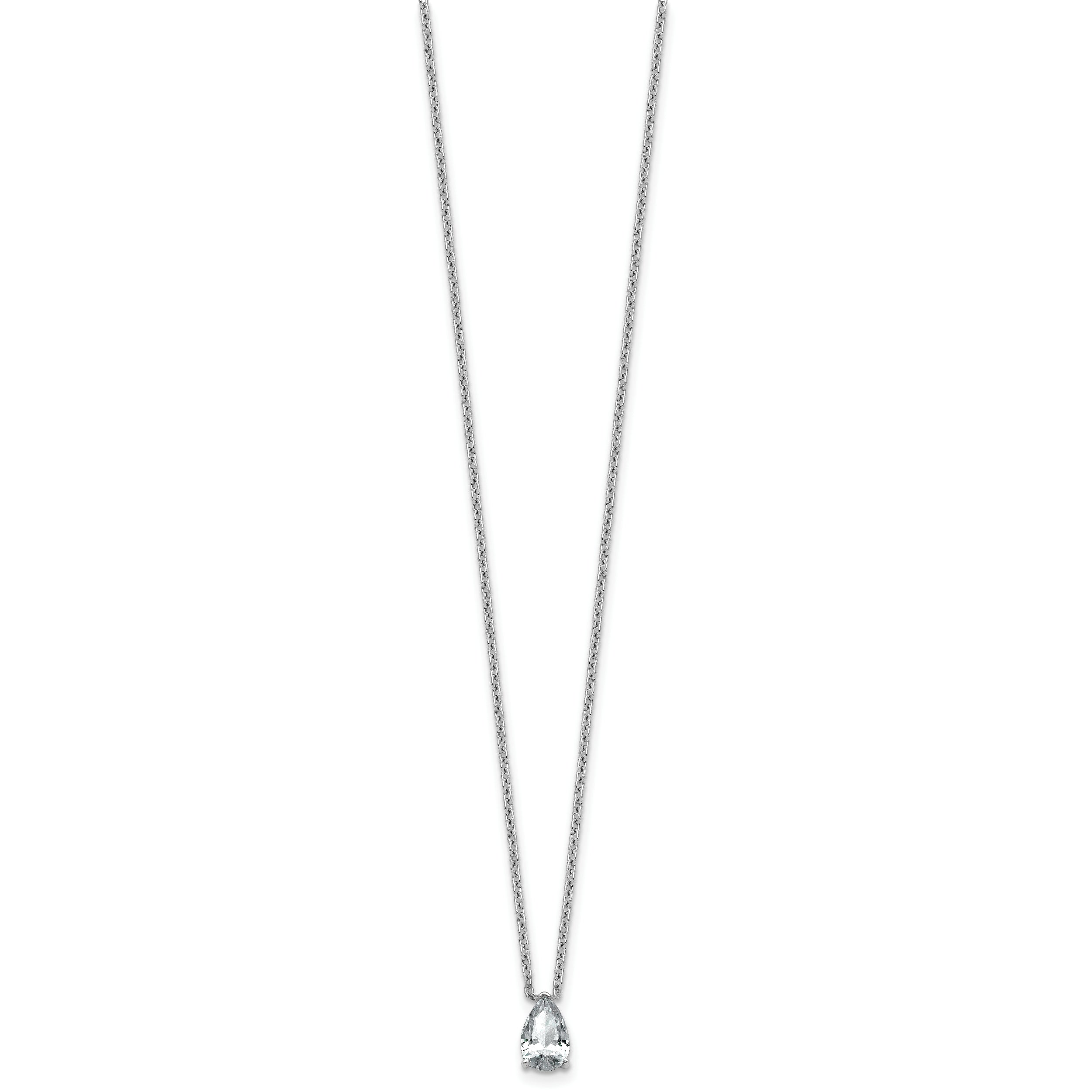 14k White Gold 3/4 carat Lab Grown Diamond VS+ F+ Pear Complete 18 inch Four Prong Pendant Necklace