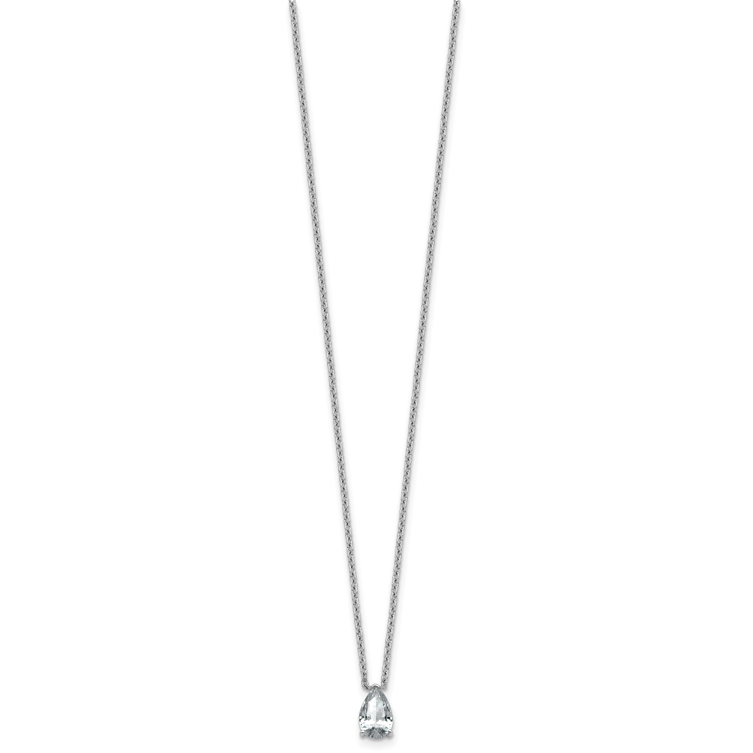 14k White Gold 3/4 carat Lab Grown Diamond VS+ F+ Pear Complete 18 inch Four Prong Pendant Necklace Secondary image