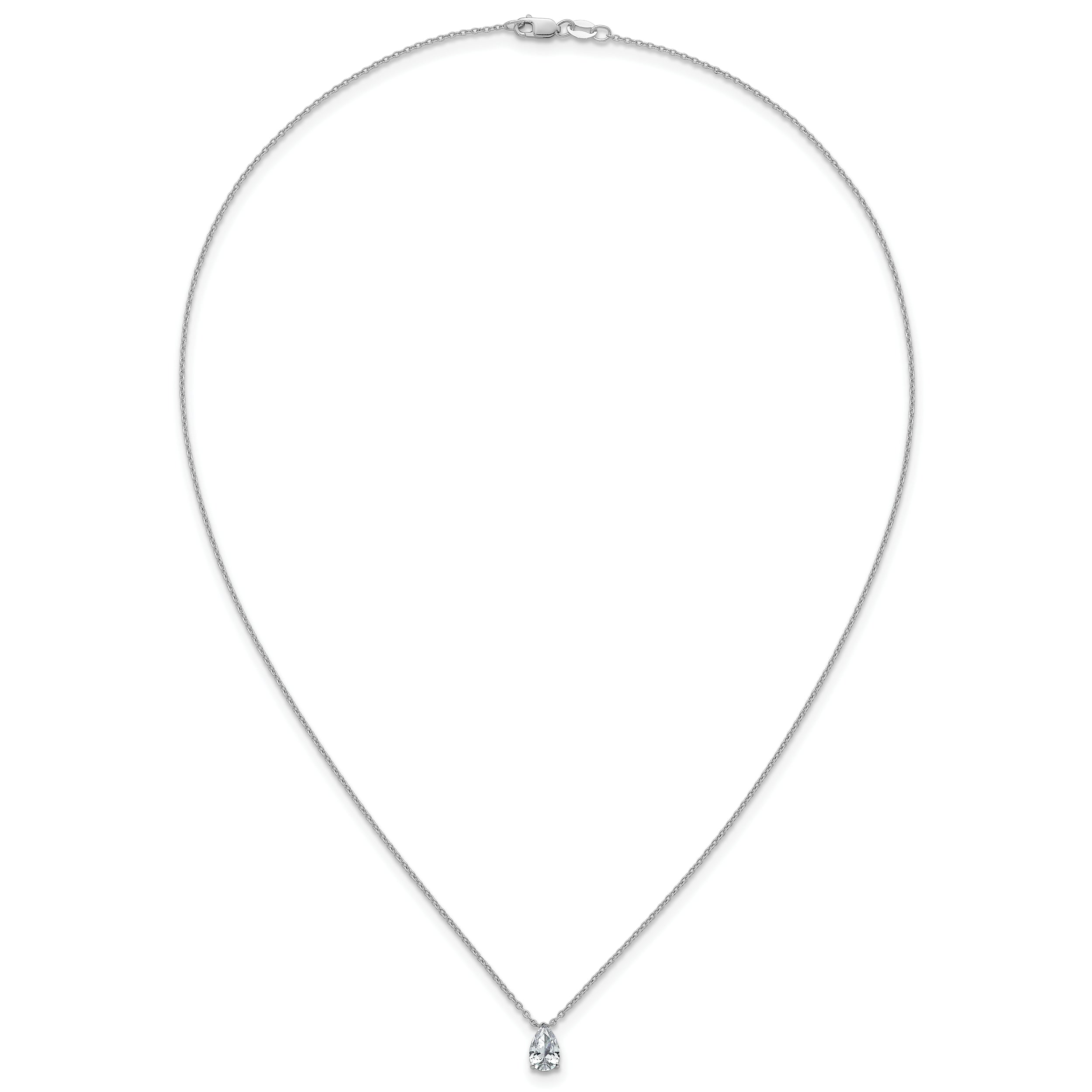 14k White Gold 3/4 carat Lab Grown Diamond VS+ F+ Pear Complete 18 inch Four Prong Pendant Necklace