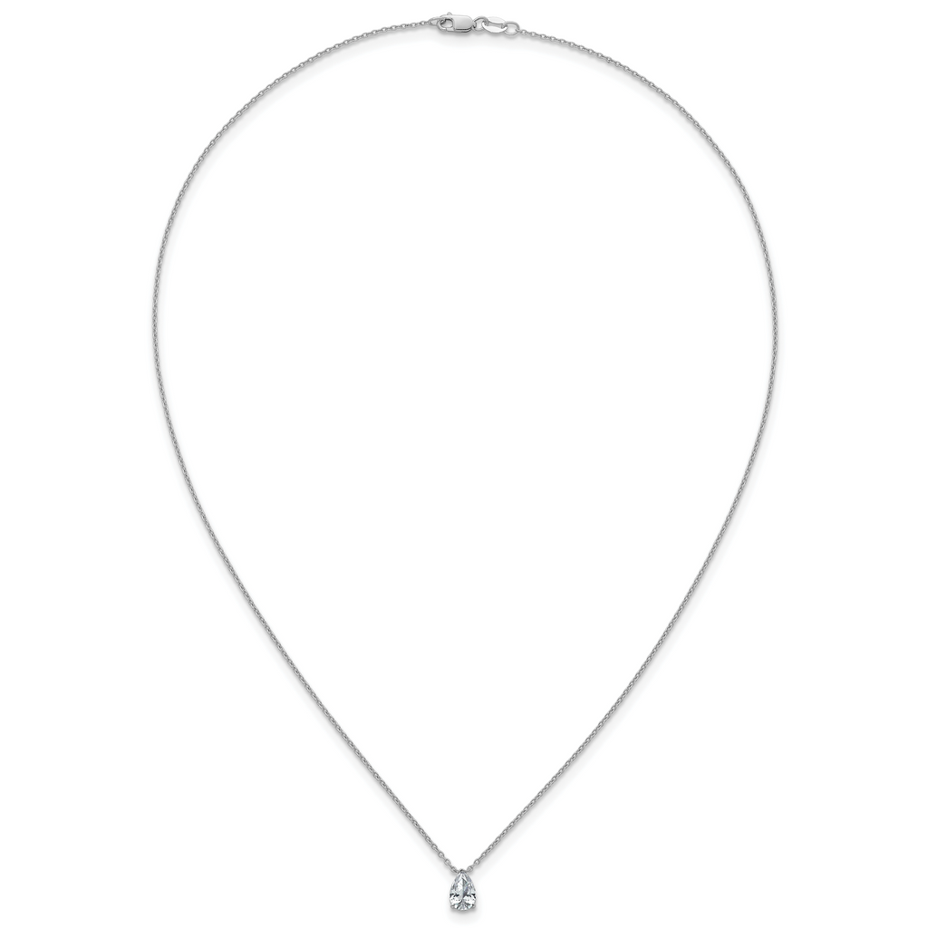 14k White Gold 3/4 carat Lab Grown Diamond VS+ F+ Pear Complete 18 inch Four Prong Pendant Necklace