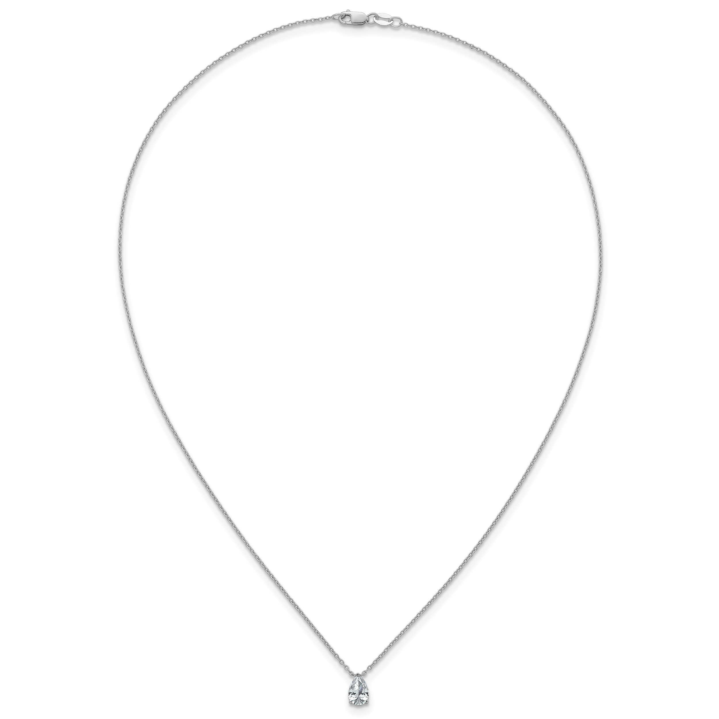 14k White Gold 3/4 carat Lab Grown Diamond VS+ F+ Pear Complete 18 inch Four Prong Pendant Necklace