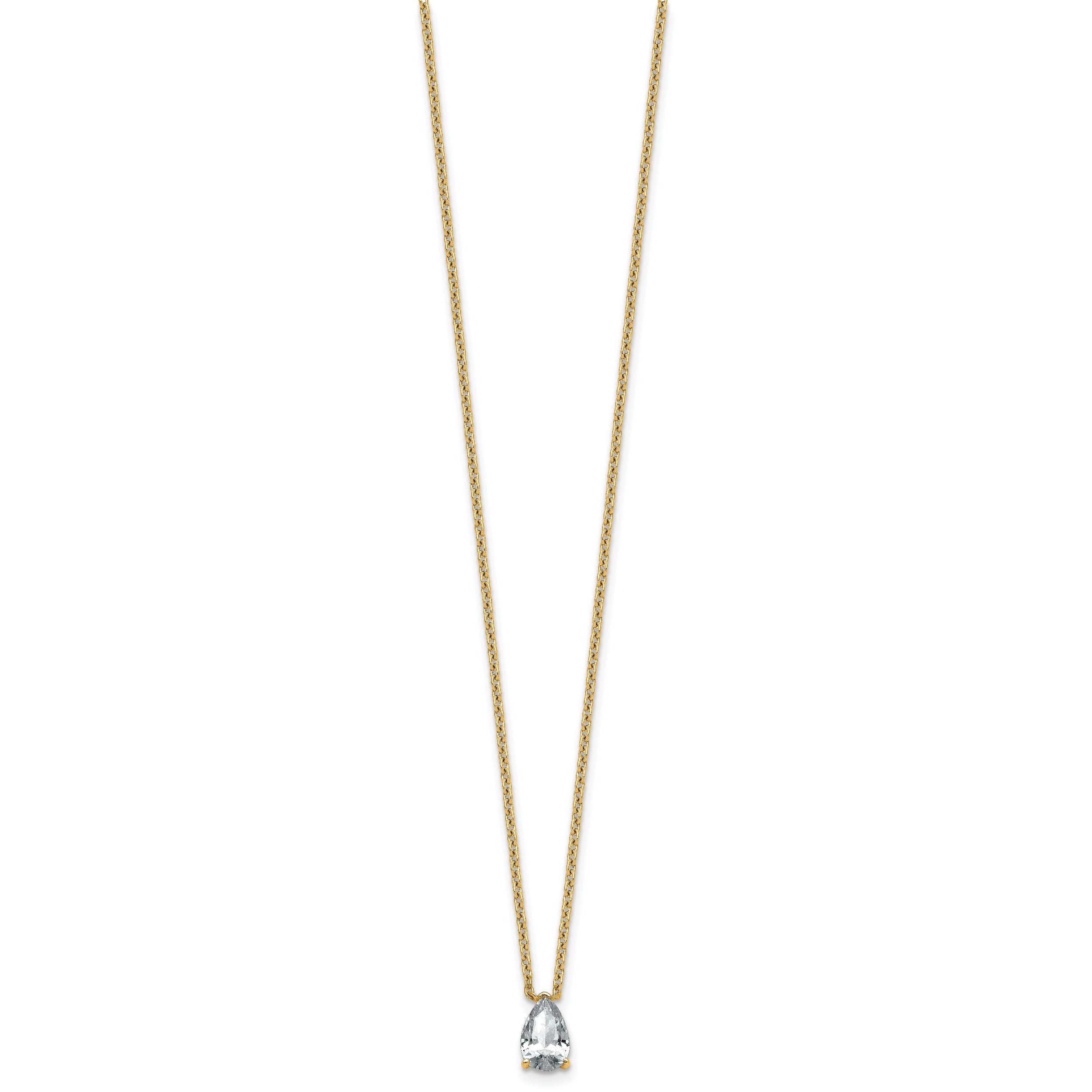 14k 3/4 carat Lab Grown Diamond VS+ F+ Pear Complete 18 inch Four Prong Pendant Necklace