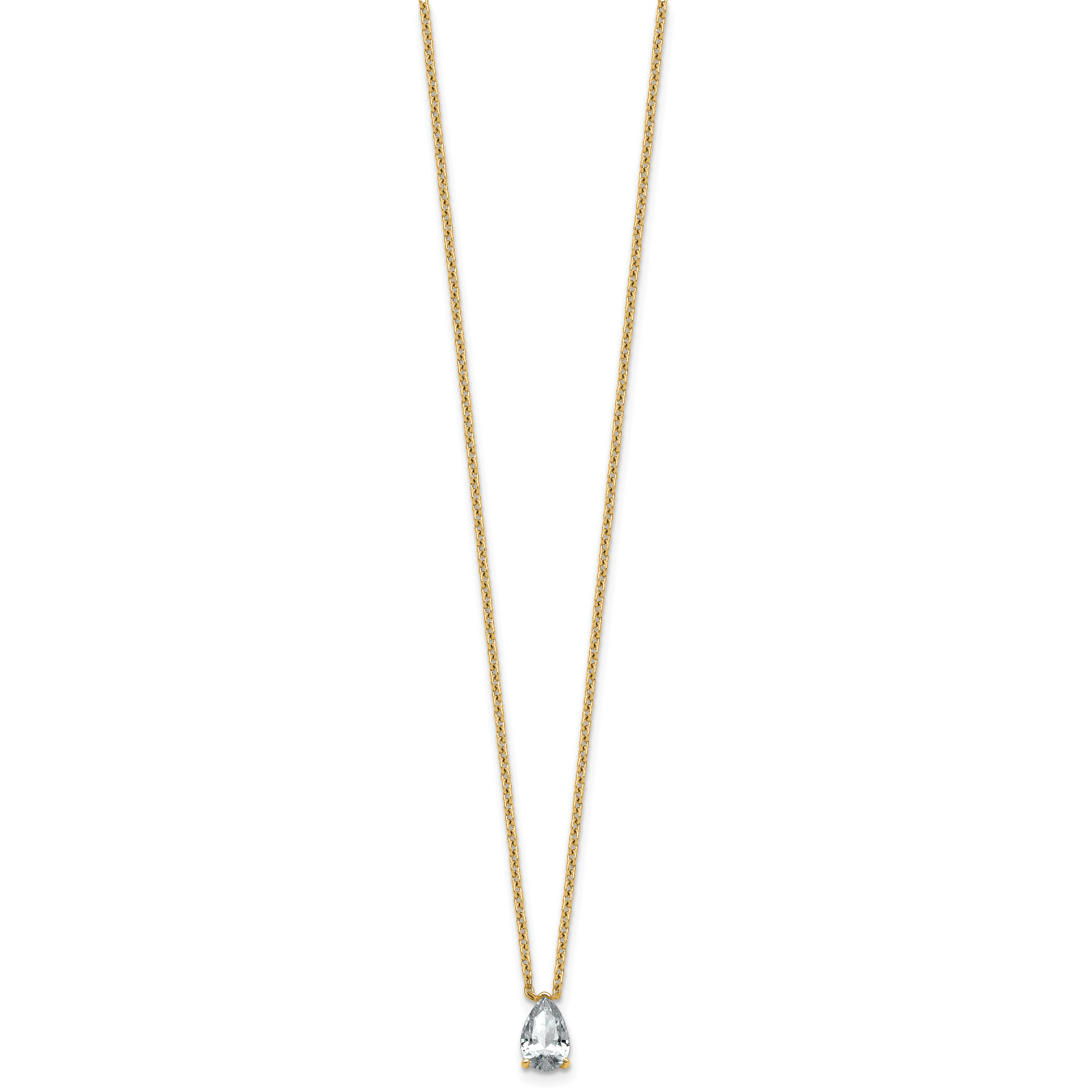 14k 3/4 carat Lab Grown Diamond VS+ F+ Pear Complete 18 inch Four Prong Pendant Necklace Secondary image