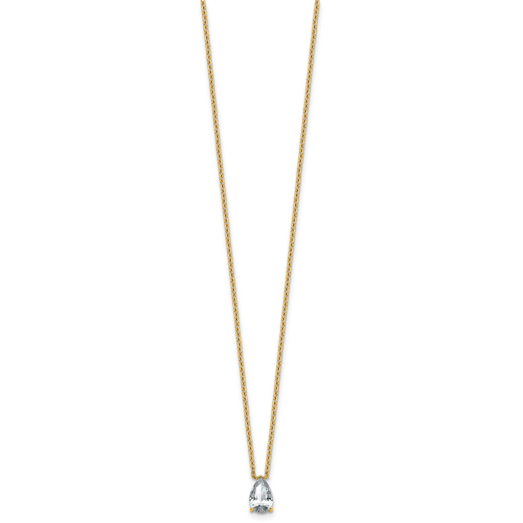 14k 3/4 carat Lab Grown Diamond VS+ F+ Pear Complete 18 inch Four Prong Pendant Necklace