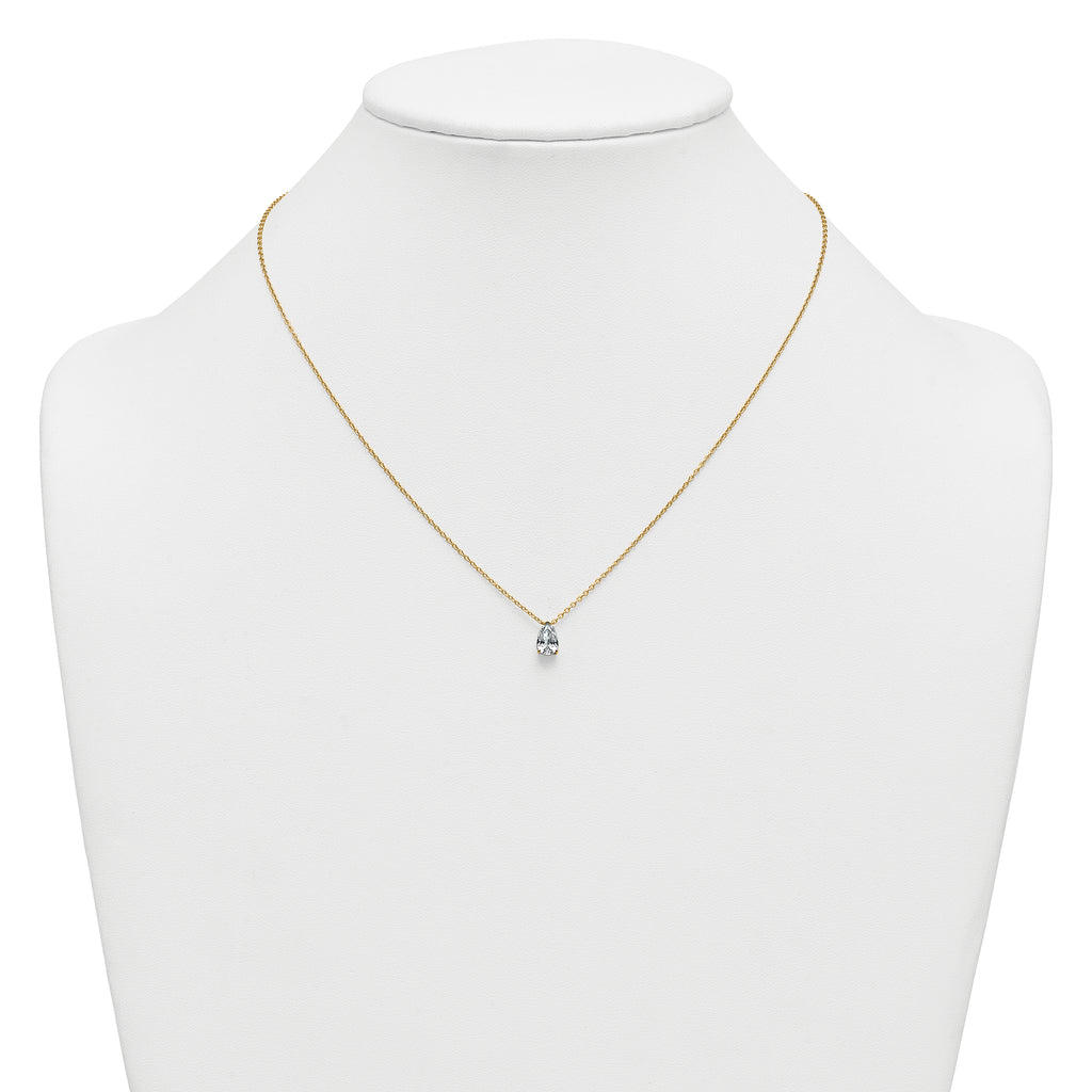 14k 3/4 carat Lab Grown Diamond VS+ F+ Pear Complete 18 inch Four Prong Pendant Necklace