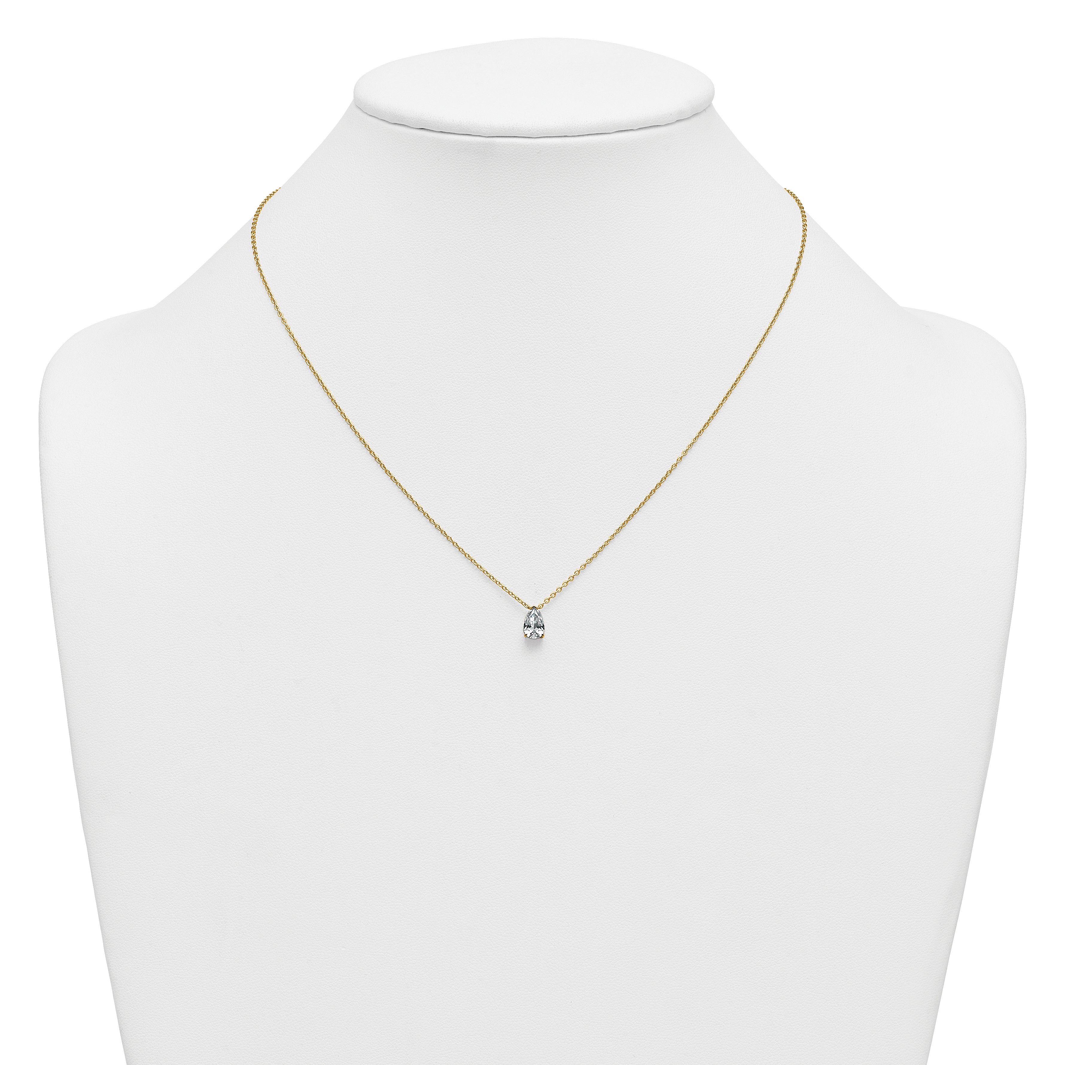 14k 3/4 carat Lab Grown Diamond VS+ F+ Pear Complete 18 inch Four Prong Pendant Necklace