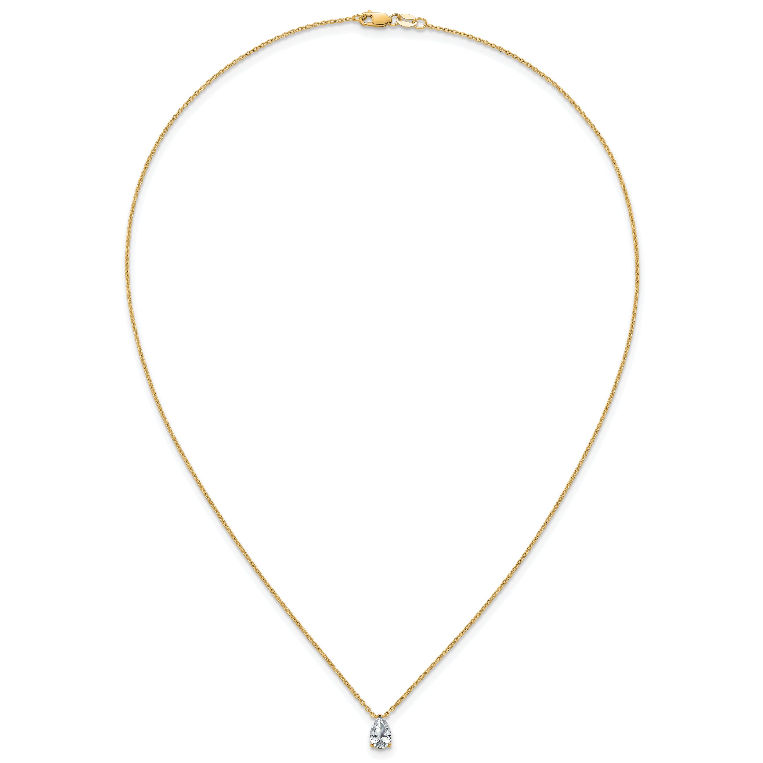 14k 3/4 carat Lab Grown Diamond VS+ F+ Pear Complete 18 inch Four Prong Pendant Necklace