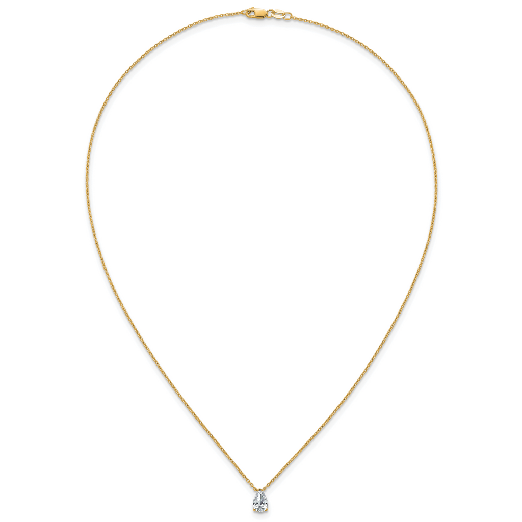 14k 3/4 carat Lab Grown Diamond VS+ F+ Pear Complete 18 inch Four Prong Pendant Necklace