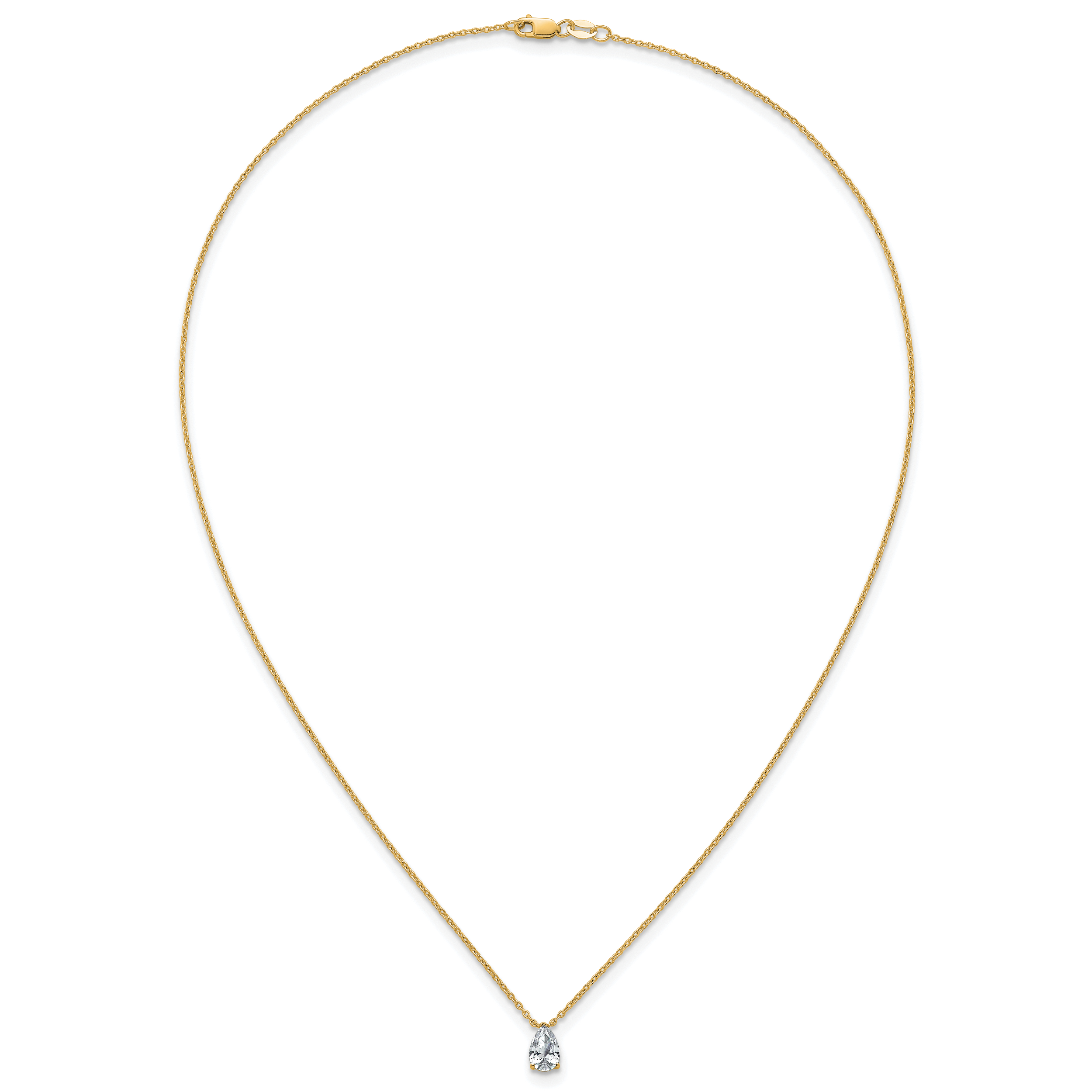 14k 3/4 carat Lab Grown Diamond VS+ F+ Pear Complete 18 inch Four Prong Pendant Necklace