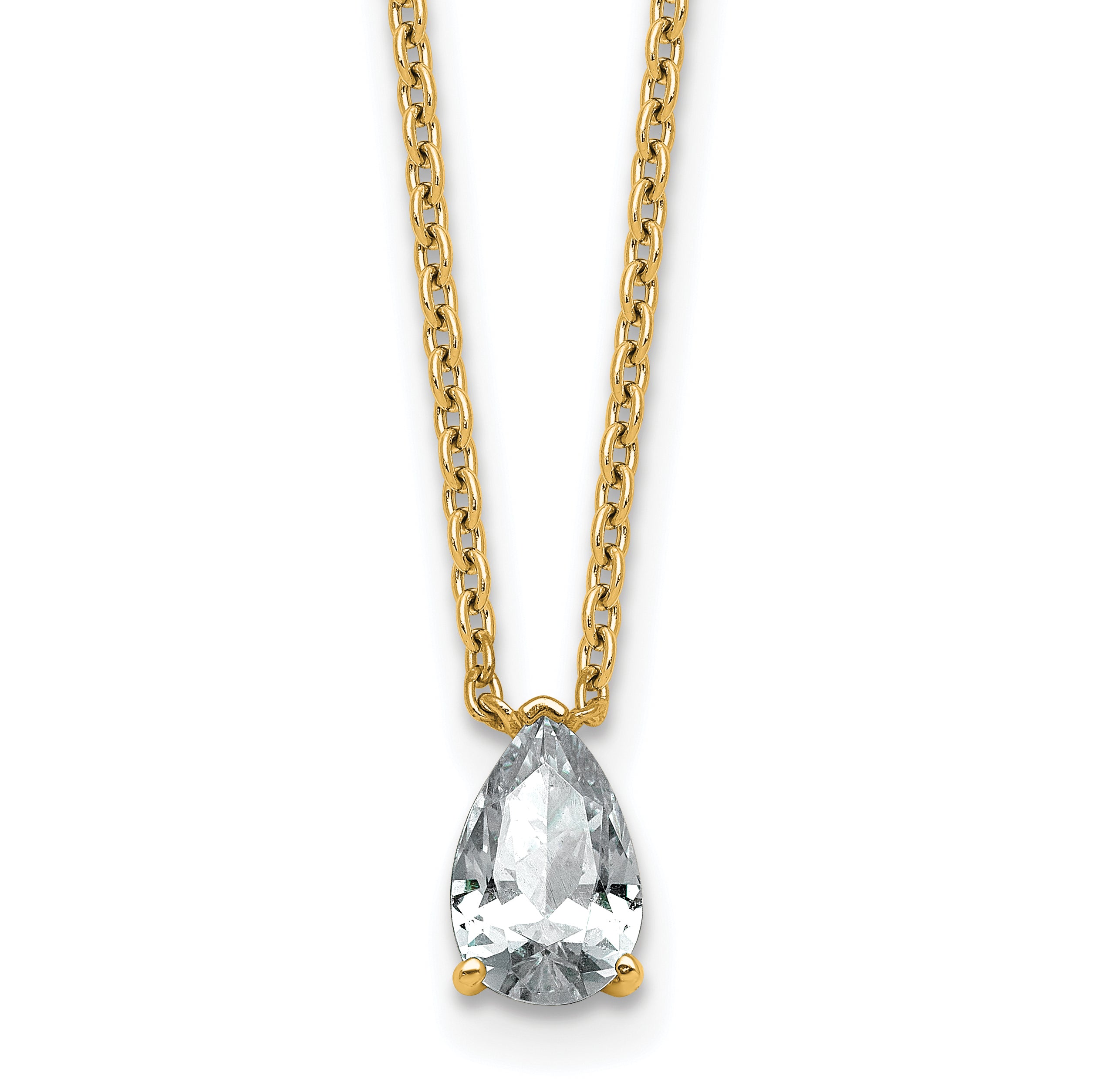 14ky 3/4ct Lab Grown Diamond VS+ F+ Pear Comp 18in Pendant Necklace
