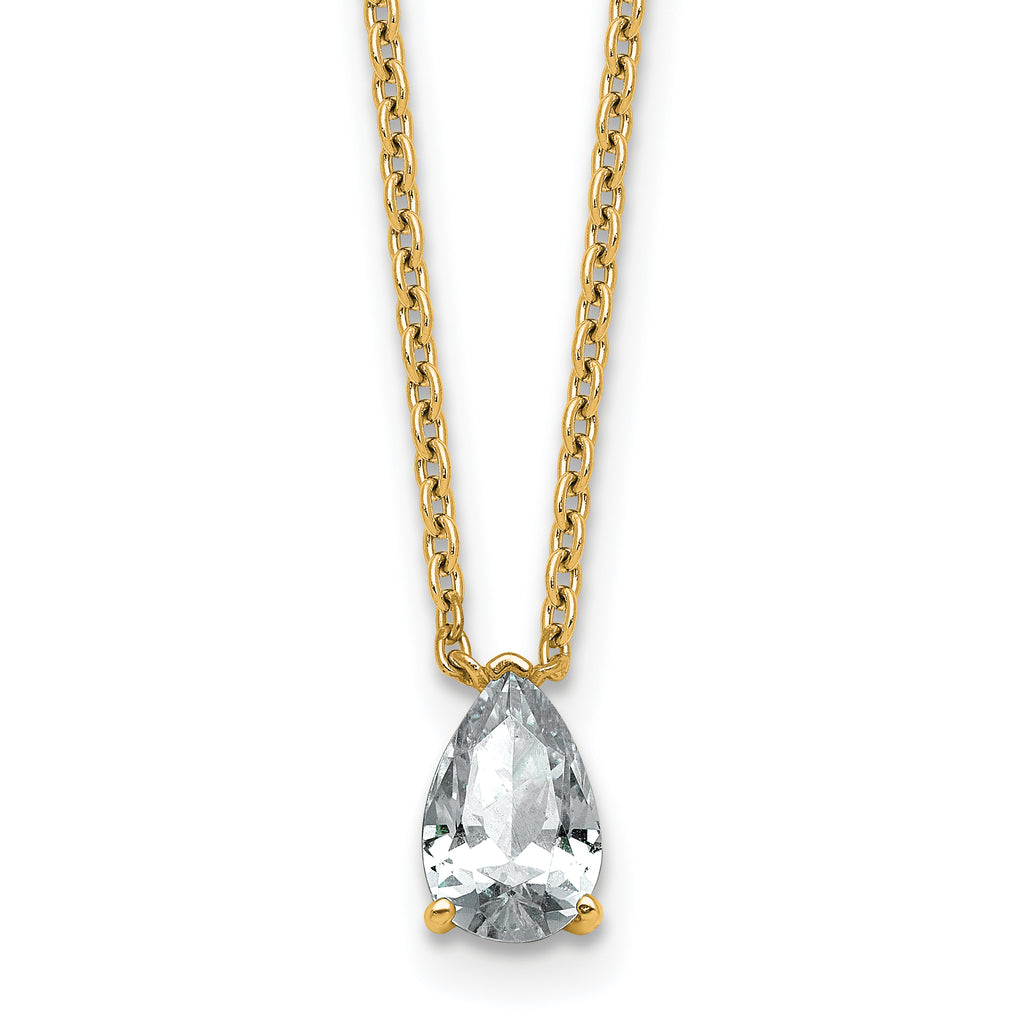 14k 3/4 carat Lab Grown Diamond VS+ F+ Pear Complete 18 inch Four Prong Pendant Necklace